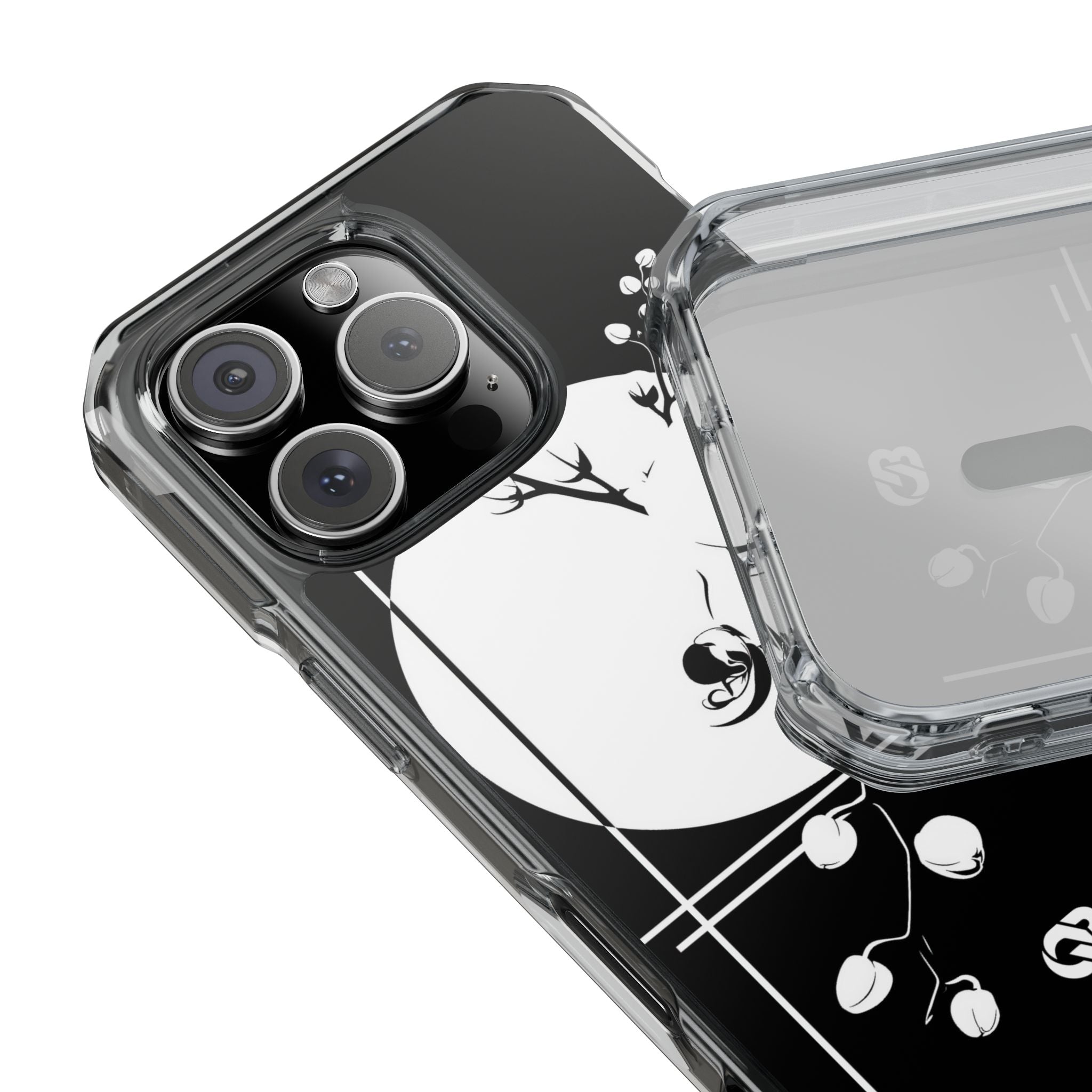 Black Impact MagSafe Phone Case for iPhone - Lunar Orchid Grid