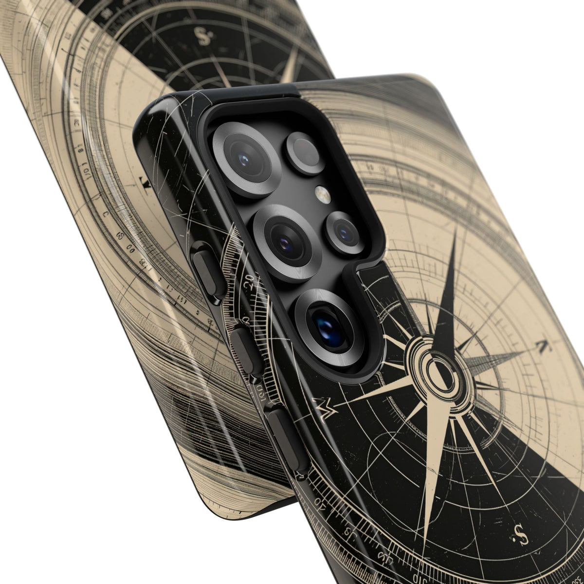 Beige Tough Phone Case for Samsung - Obsidian Nautical Blueprint