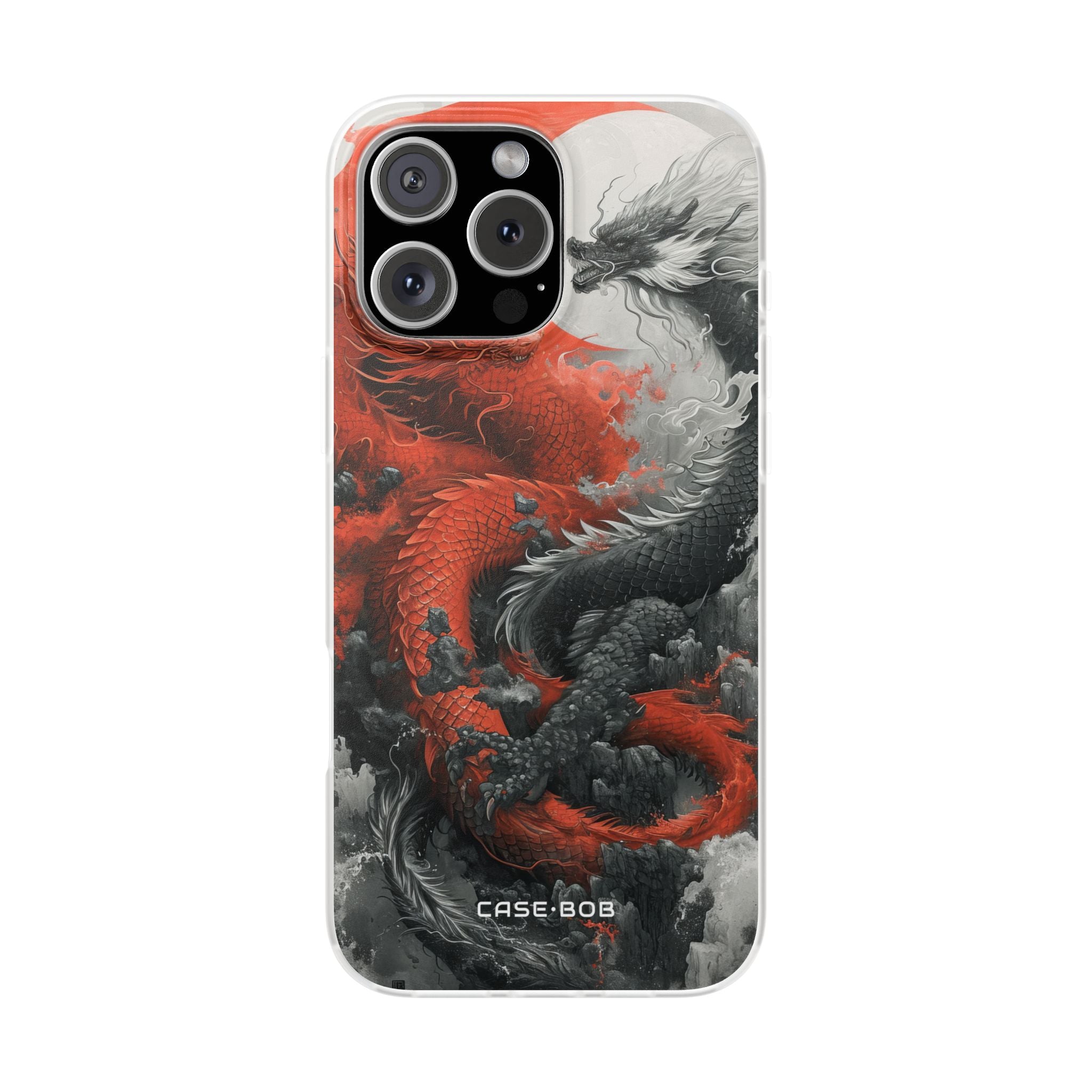 Twin Dragons Crimson iPhone 16 Pro Max Case - Soft