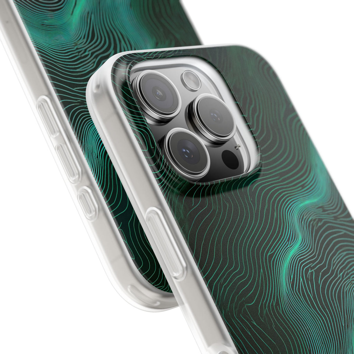 Teal Lite Phone Case for iPhone - Neon Jade Contour