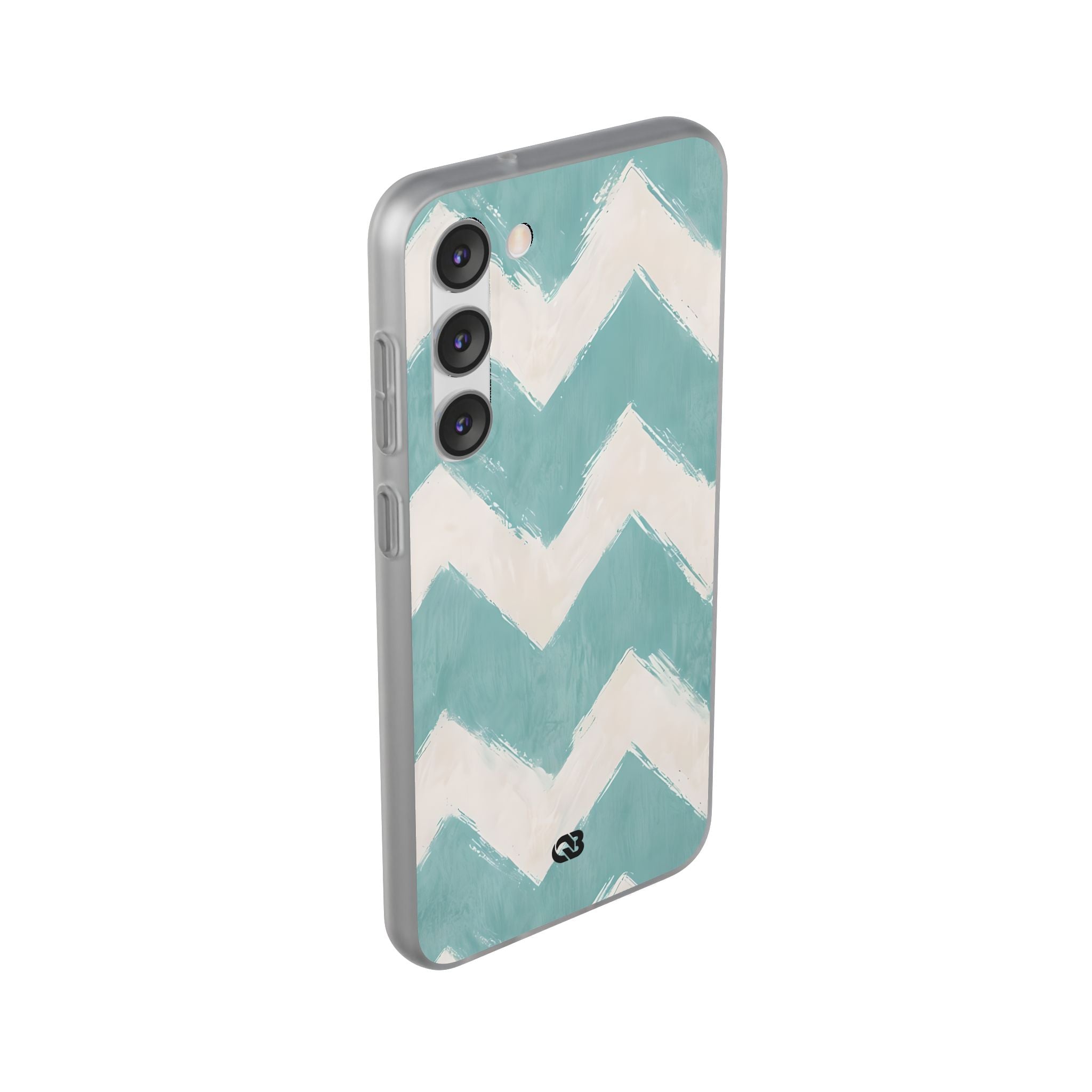 Teal Painted Chevron · Soft Phone Case for Samsung