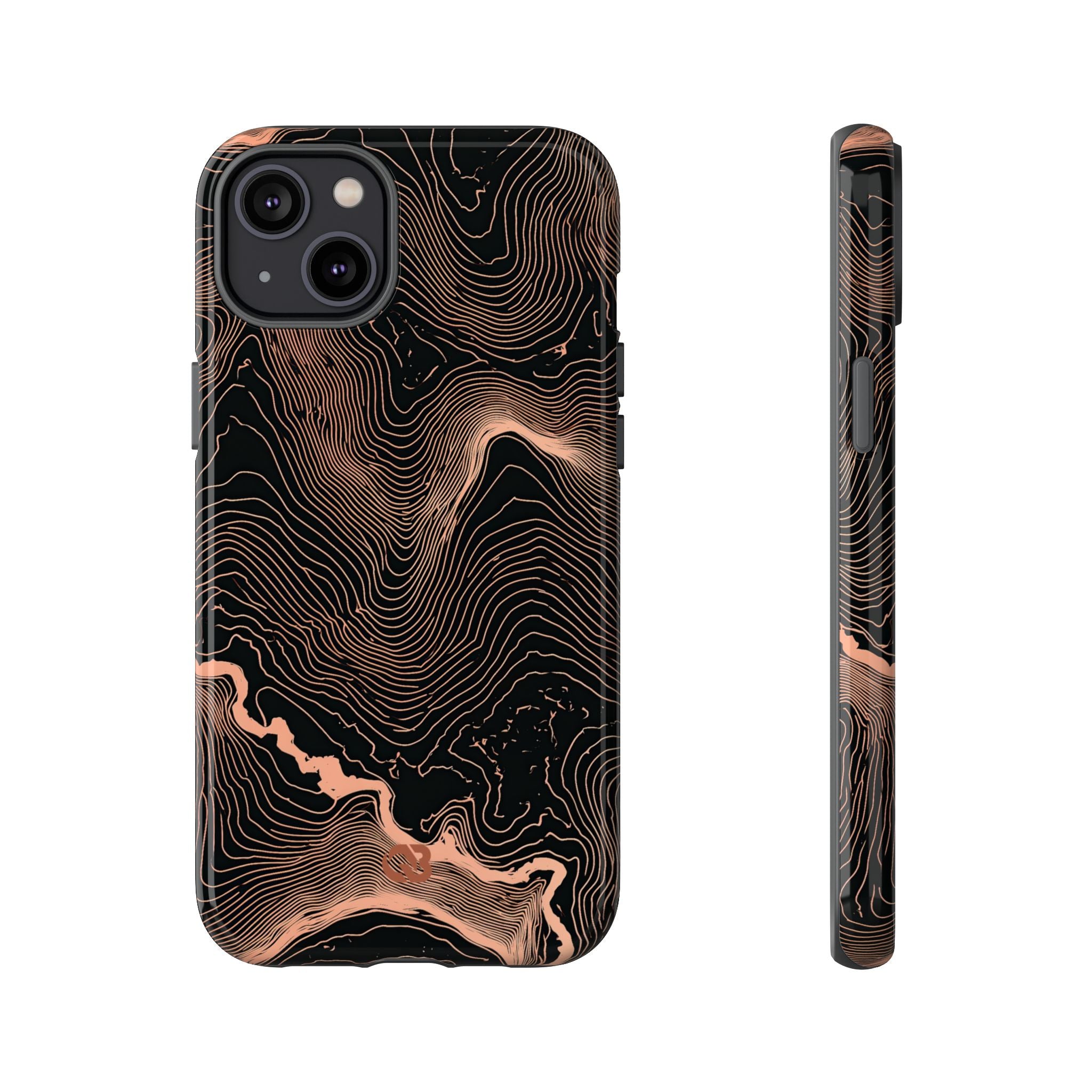 Orange Tough Phone Case for iPhone - Salmon Ridge Topo