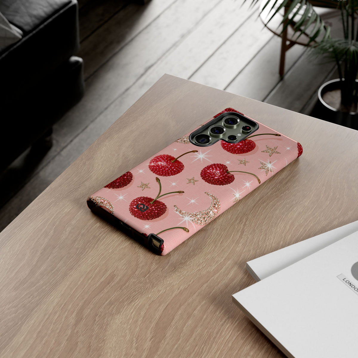 Bedazzled Ruby Cherries · Tough Phone Case for Samsung · Pink