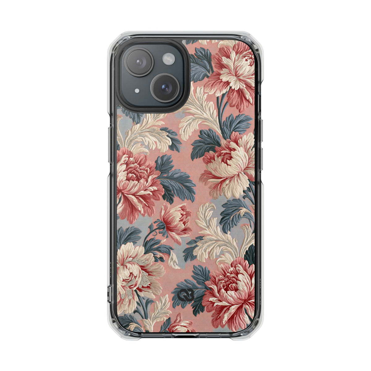 Blush Peony Jacquard · Clear Impact Magnetic Phone Case for iPhone · Pink