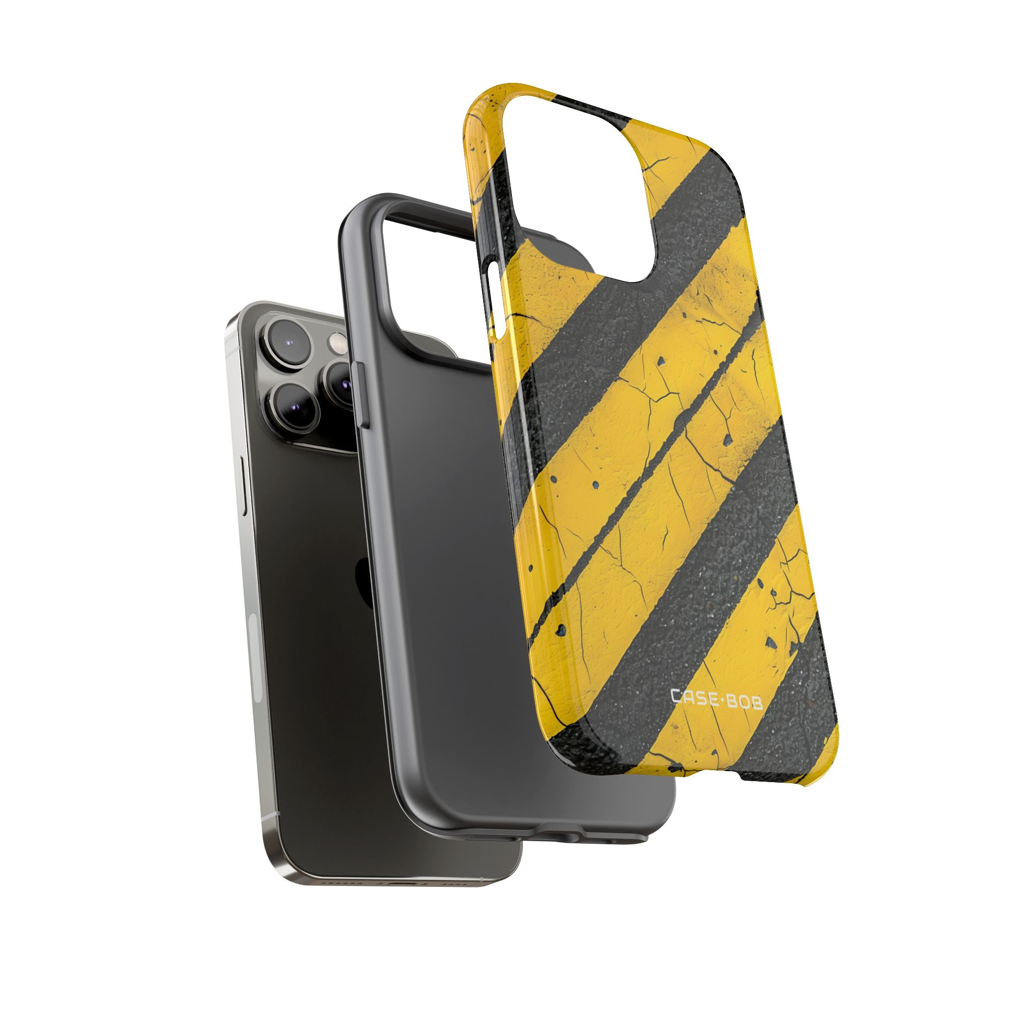 Gelb gestreifte Distress iPhone 14 Pro Max Case - Tough
