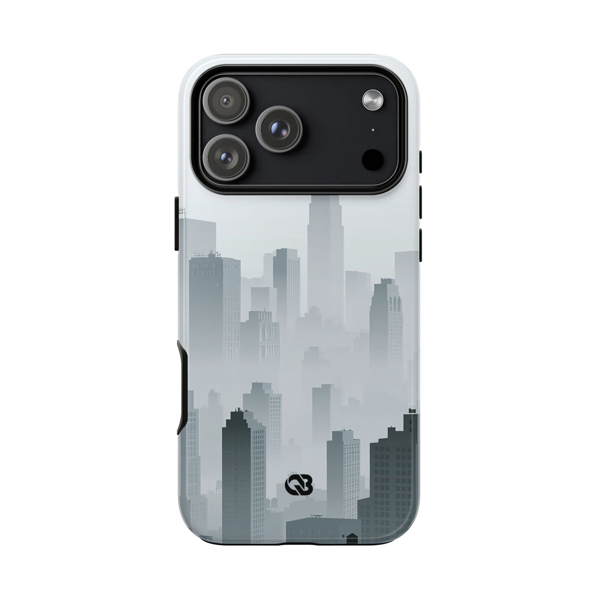 Grey Tough Phone Case for iPhone - Steel Mist Skyline