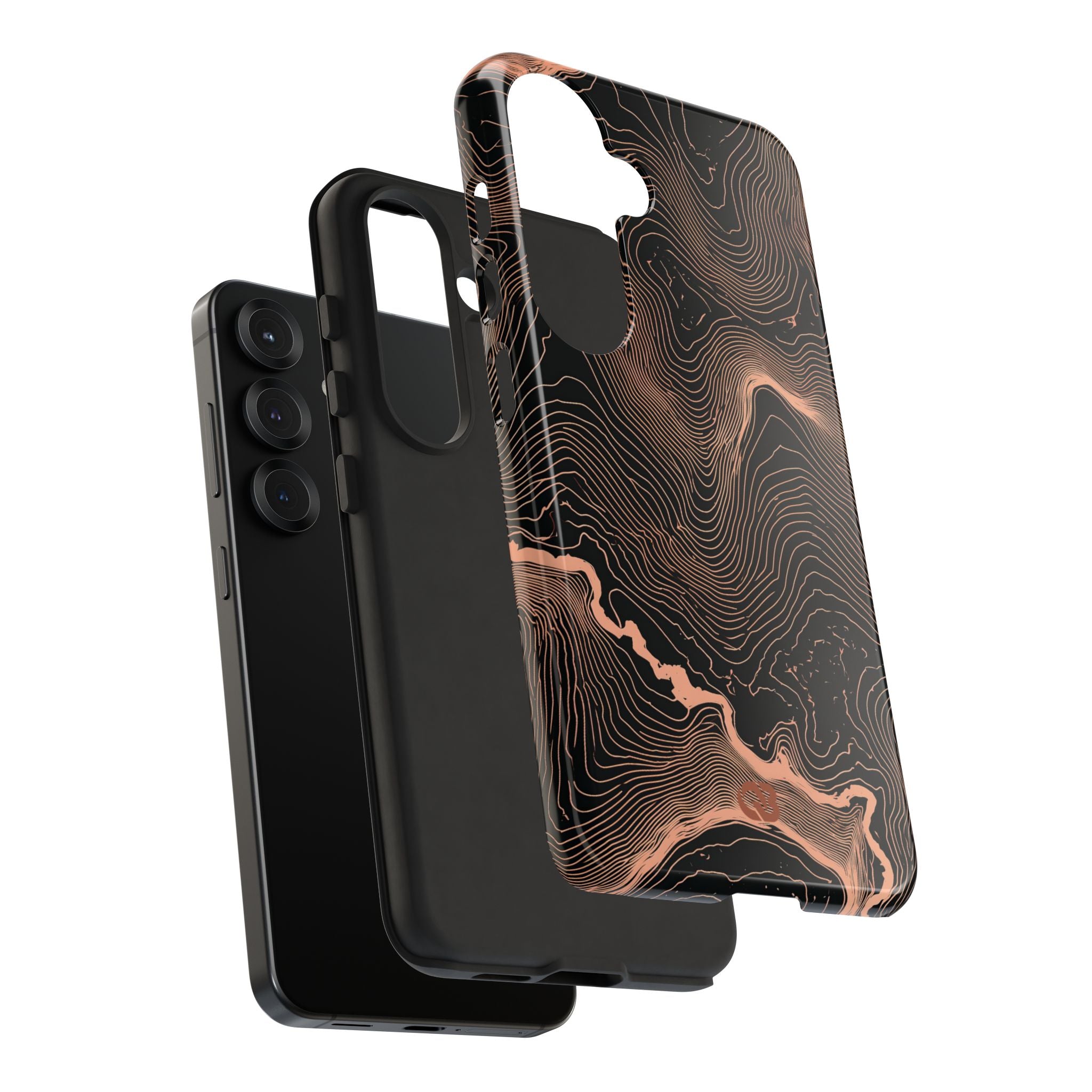 Orange Tough Phone Case for Samsung - Salmon Ridge Topo