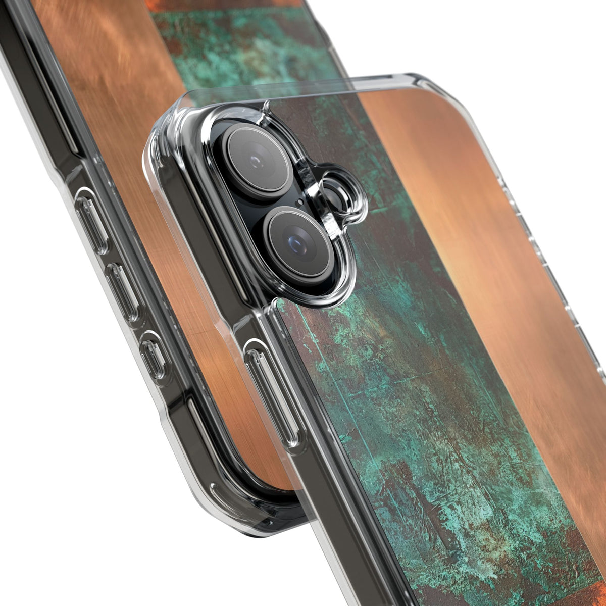 Teal Impact MagSafe Phone Case for iPhone - Verdigris Copper Slab