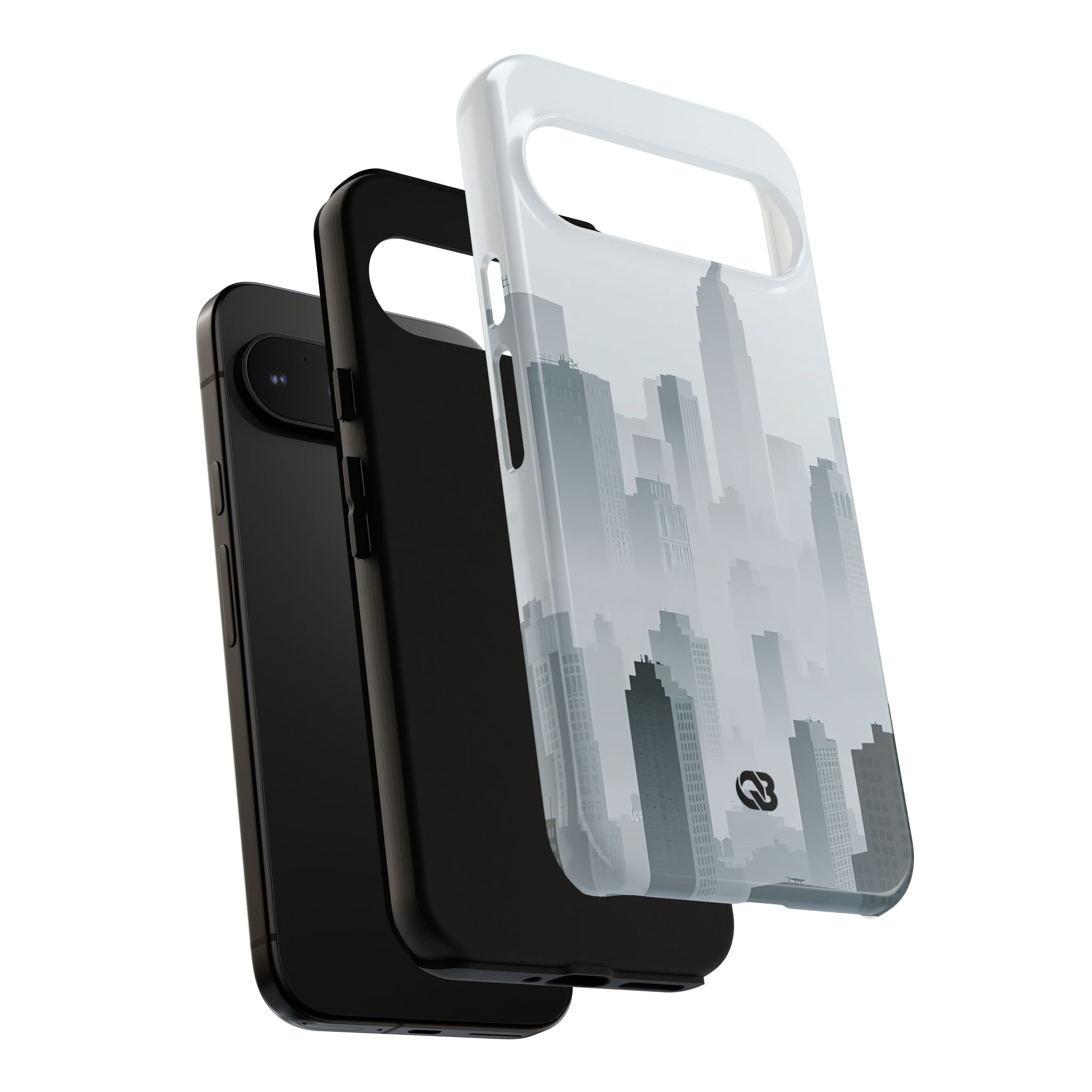 Grey Tough Phone Case for Google Pixel - Steel Mist Skyline