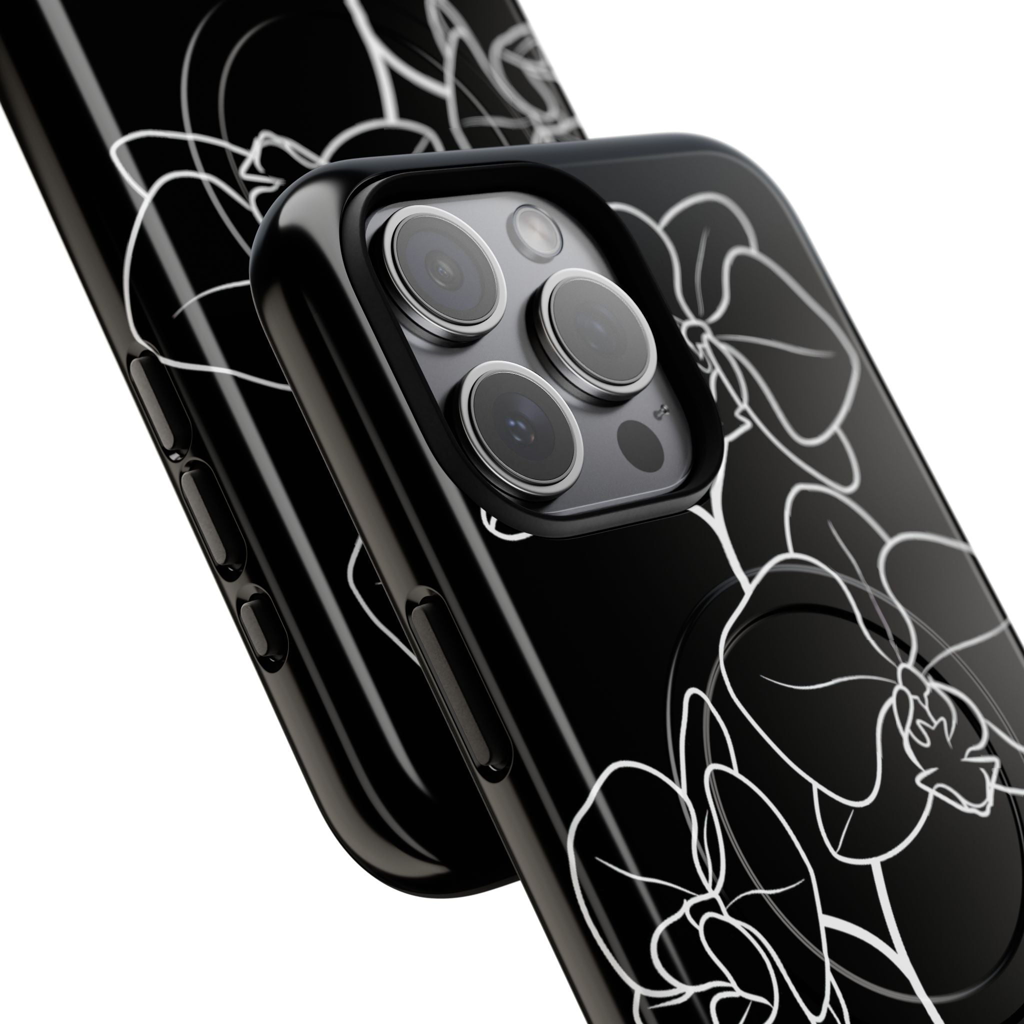 Black Tough 2.0 Magsafe Phone Case for iPhone - Noir Alabaster Orchid