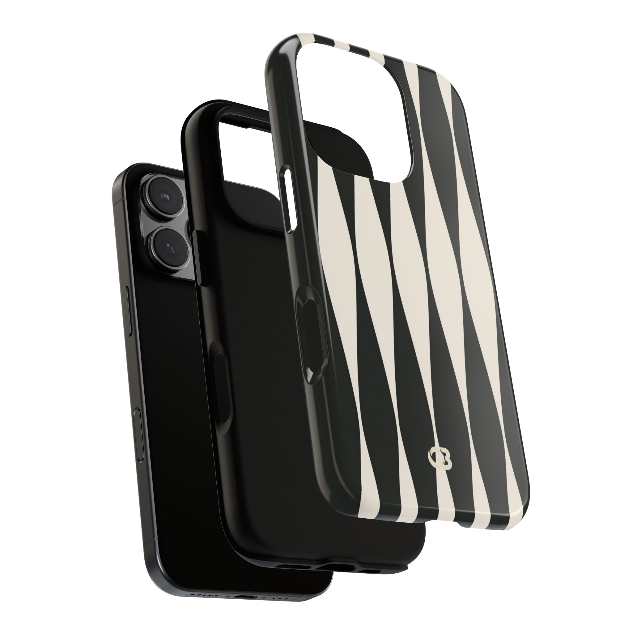 Black Tough Phone Case for iPhone - Ivory Spindle Grid
