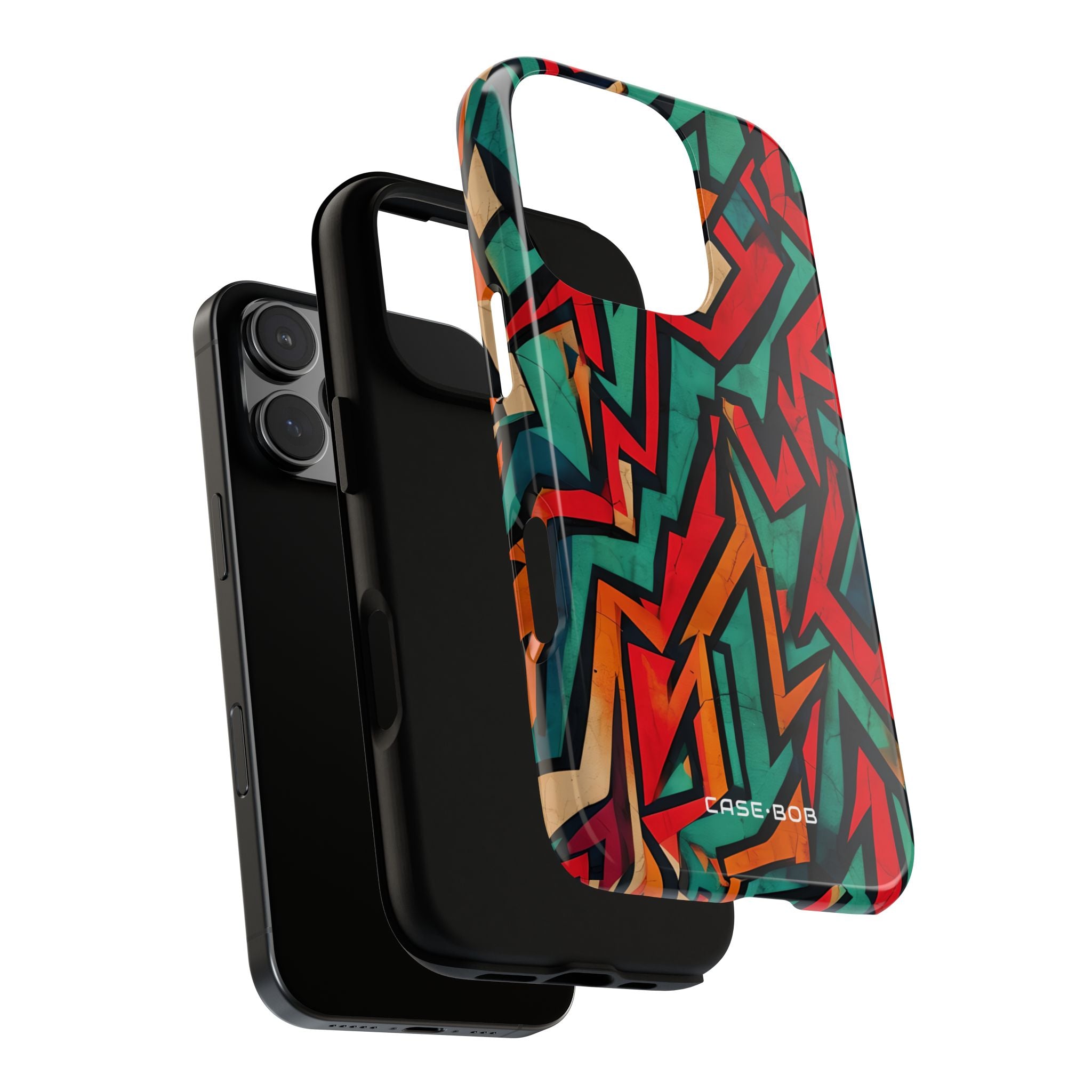 Crimson Jagged Layers iPhone 16 Pro Case - Tough