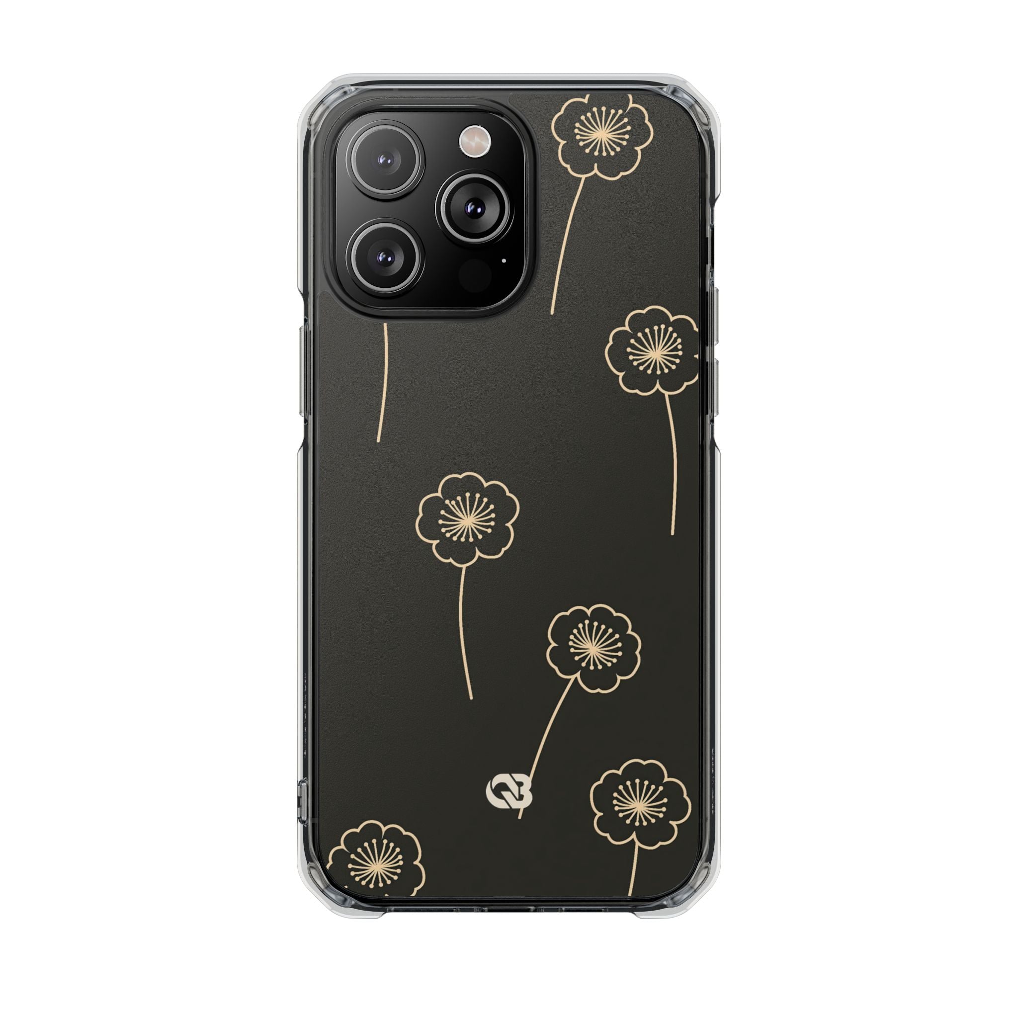 Black Impact MagSafe Phone Case for iPhone - Obsidian Sand Petals