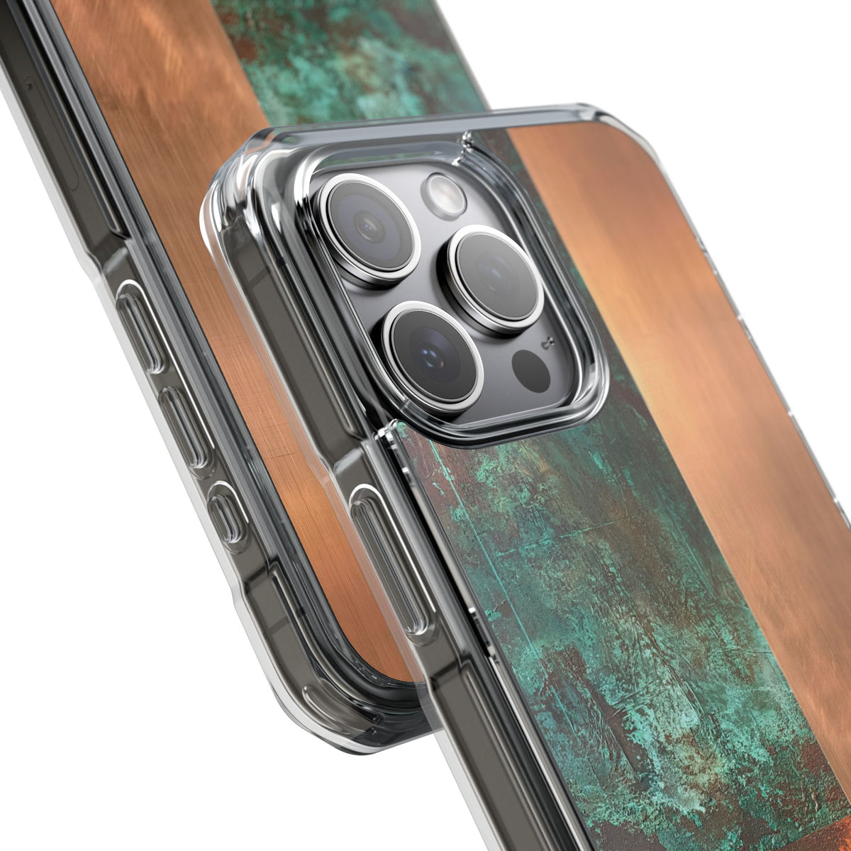 Teal Impact MagSafe Phone Case for iPhone - Verdigris Copper Slab