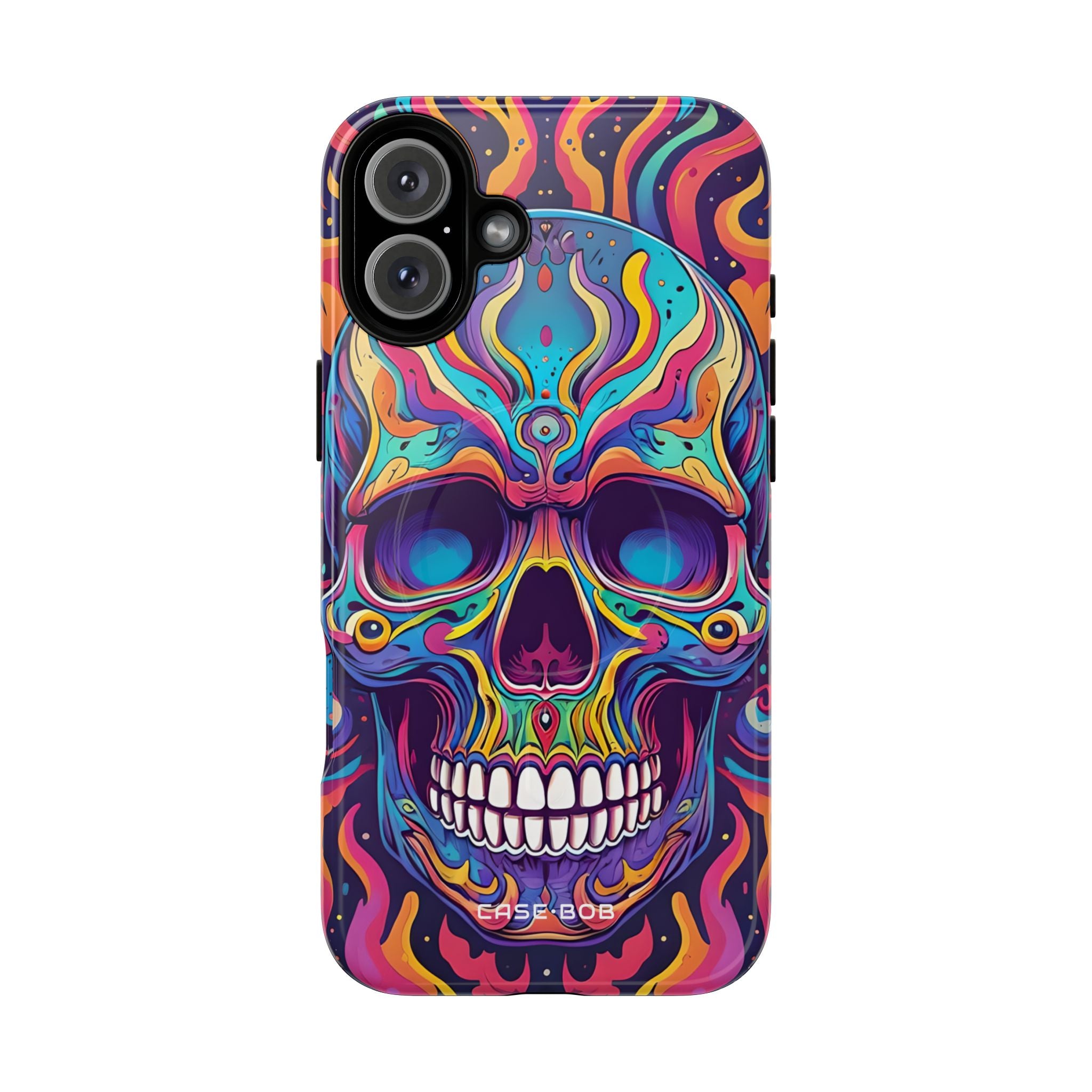 Flaming Skull iPhone 16 Plus Skal - Tough+