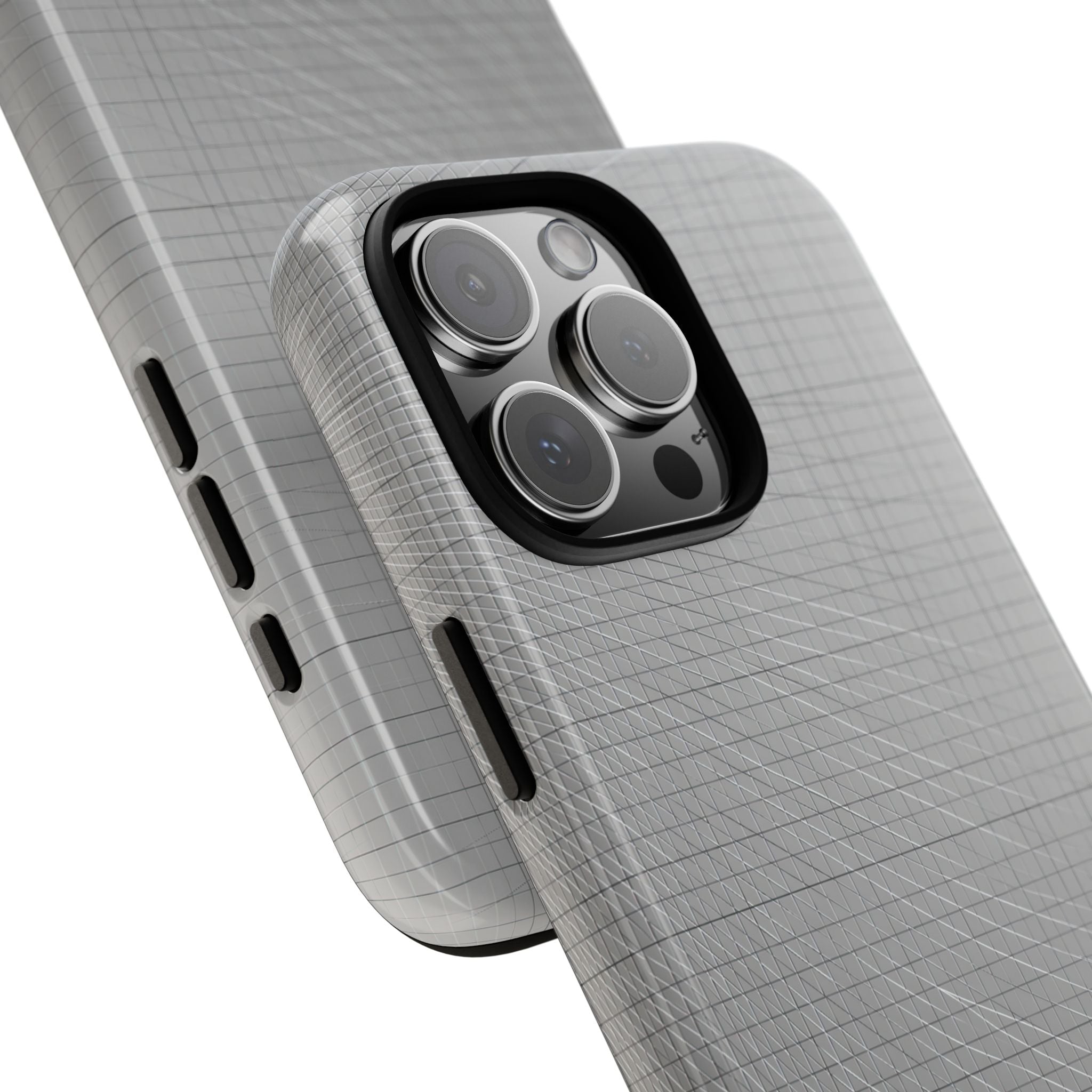 Grey Tough Phone Case for iPhone - Chrome Mesh Warp
