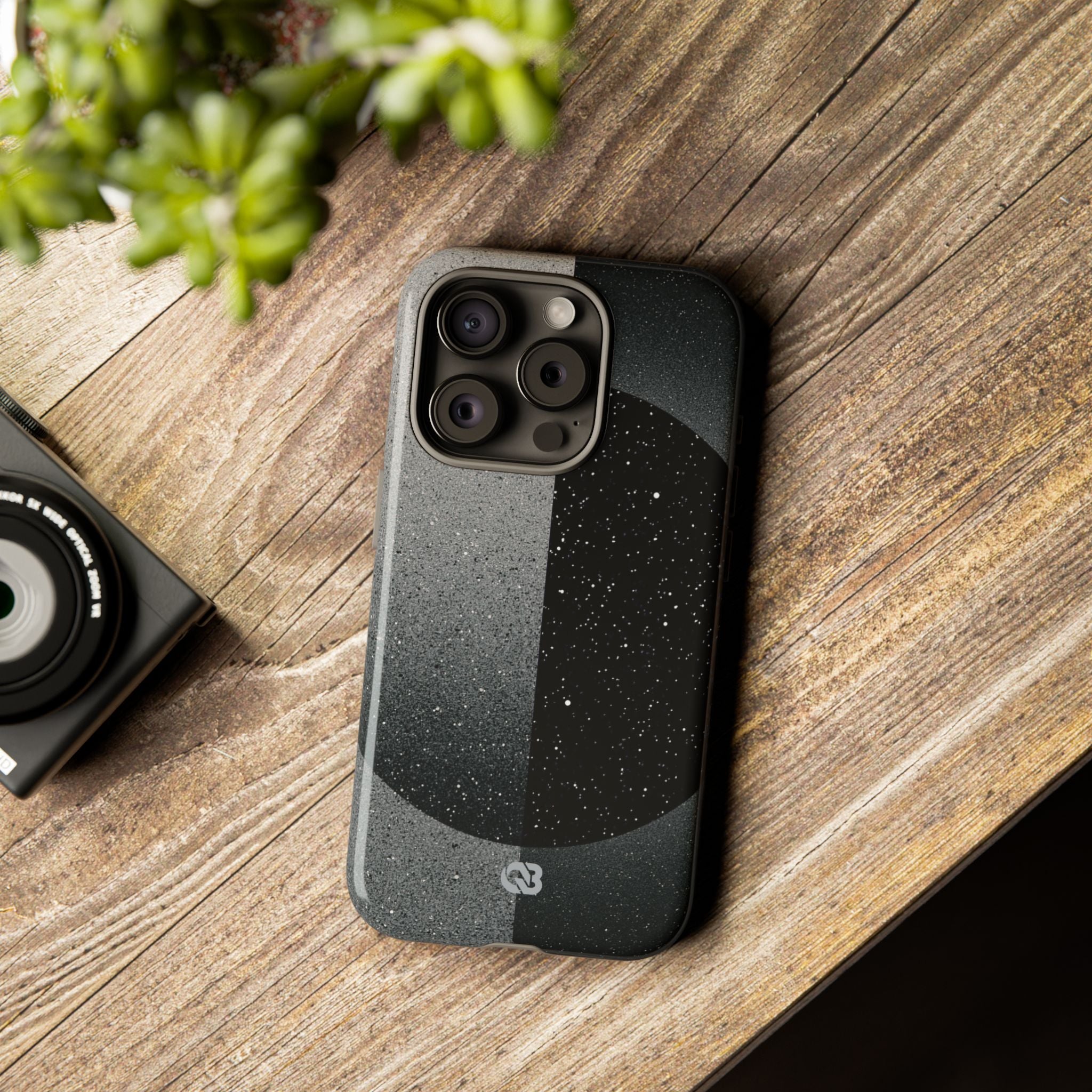 Black Tough Phone Case for iPhone - Lunar Static Orbit