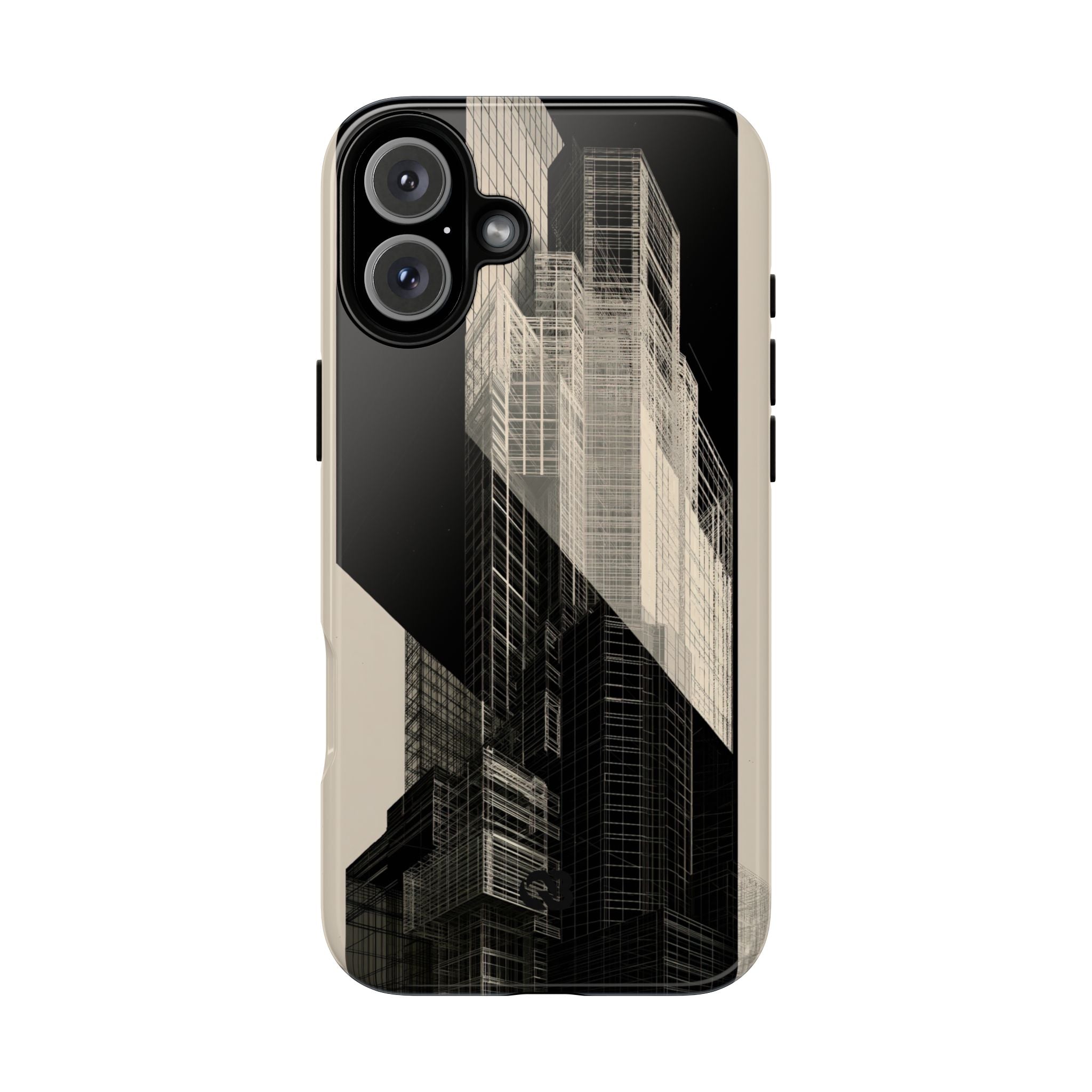 Beige Tough Phone Case for iPhone - Monolith Urban Grid