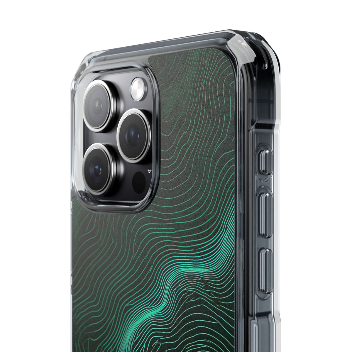 Teal Impact MagSafe Phone Case for iPhone - Neon Jade Contour