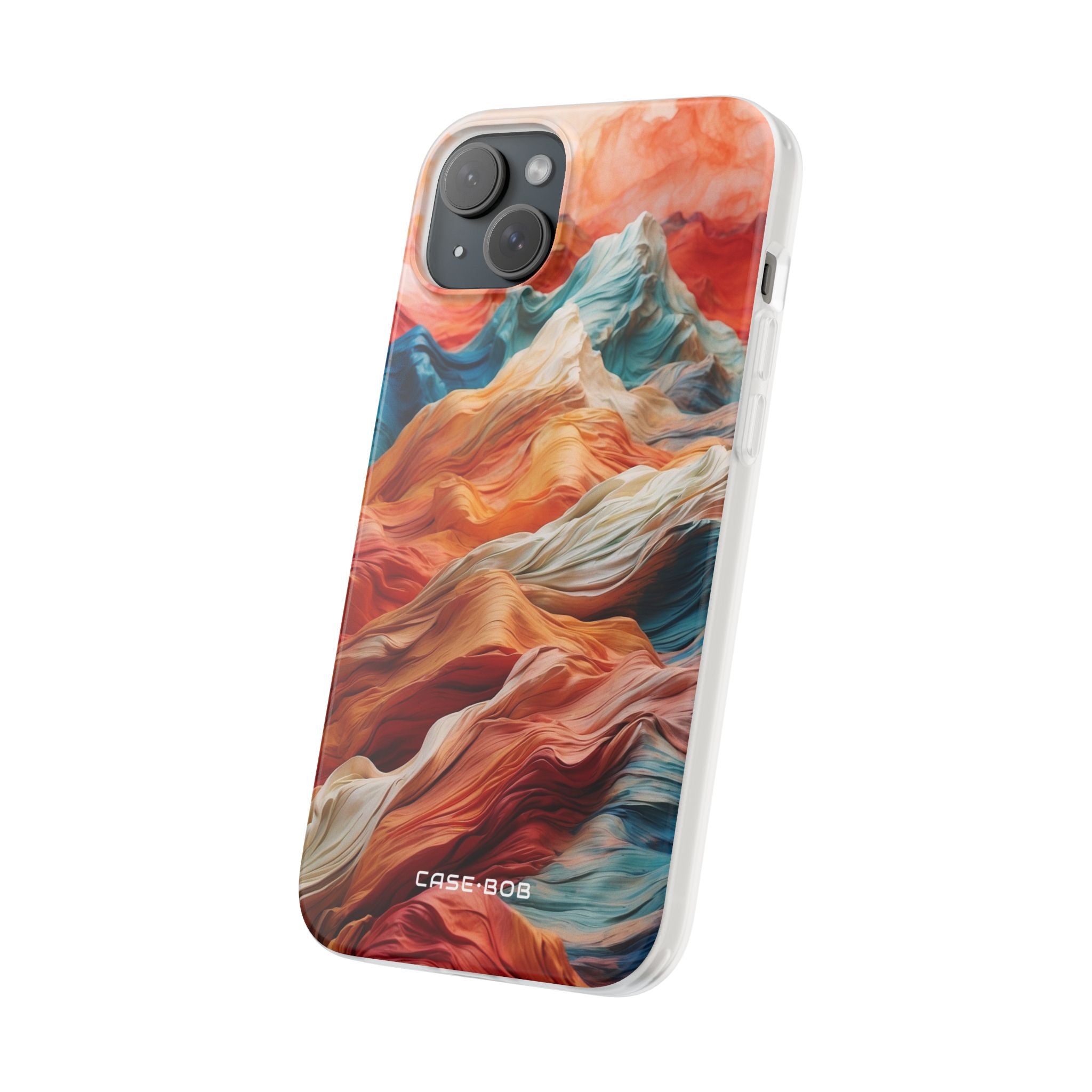 Fabric Peaks Cream iPhone 15 Plus Skal - Mjuk