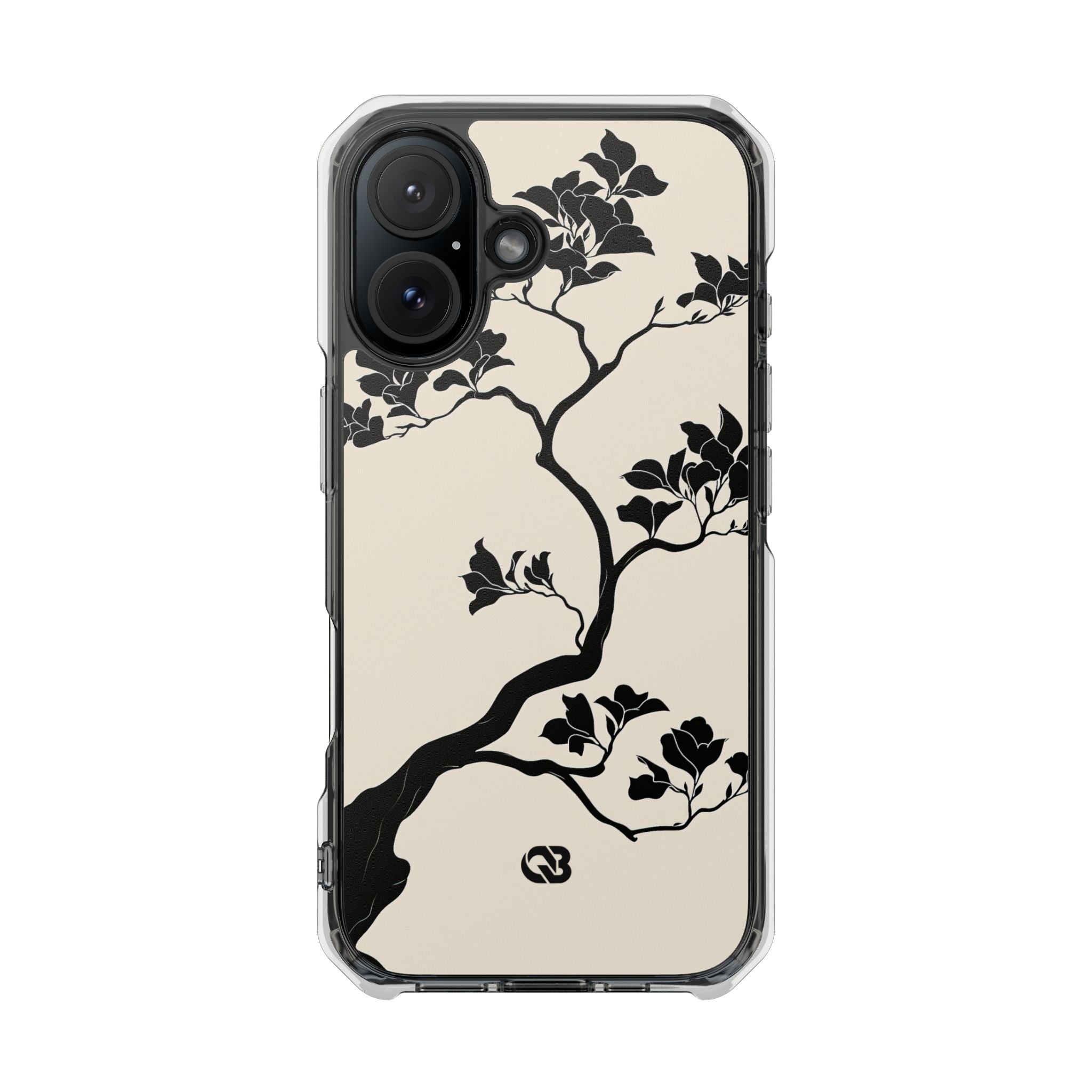 Beige Impact MagSafe Phone Case for iPhone - Obsidian Bonsai Silhouette