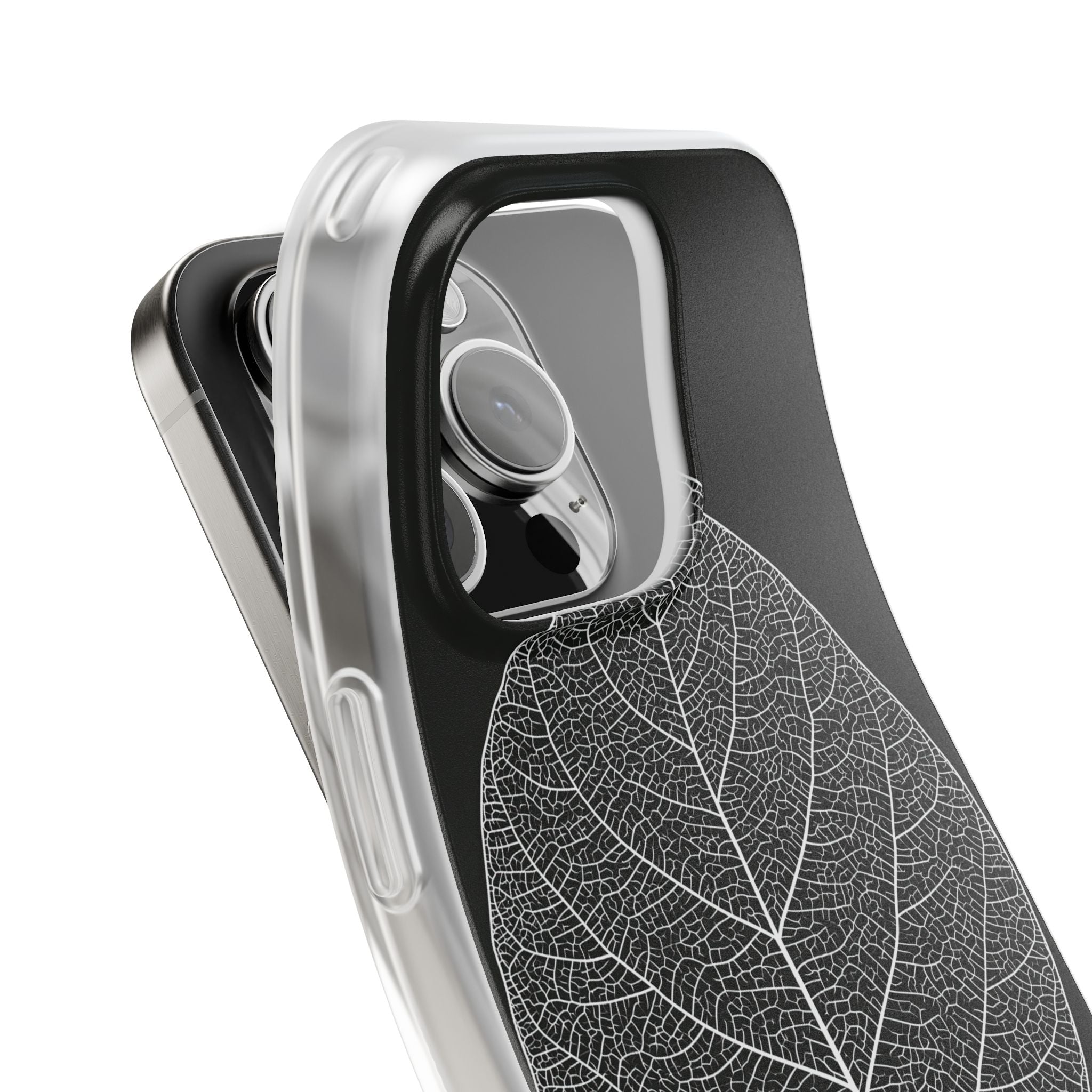 Black Lite Phone Case for iPhone - Bleached Leaf Lattice