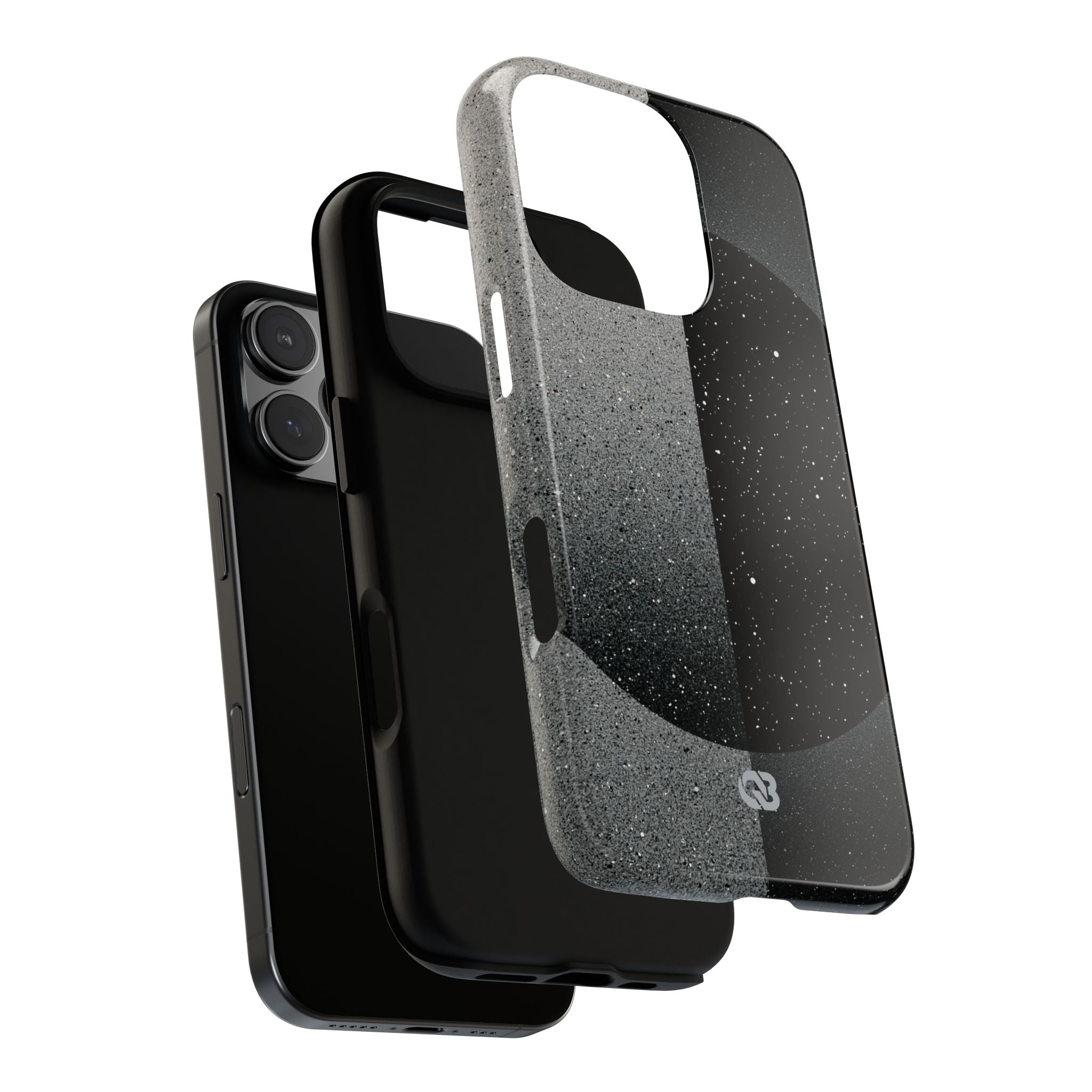 Black Tough Phone Case for iPhone - Lunar Static Orbit