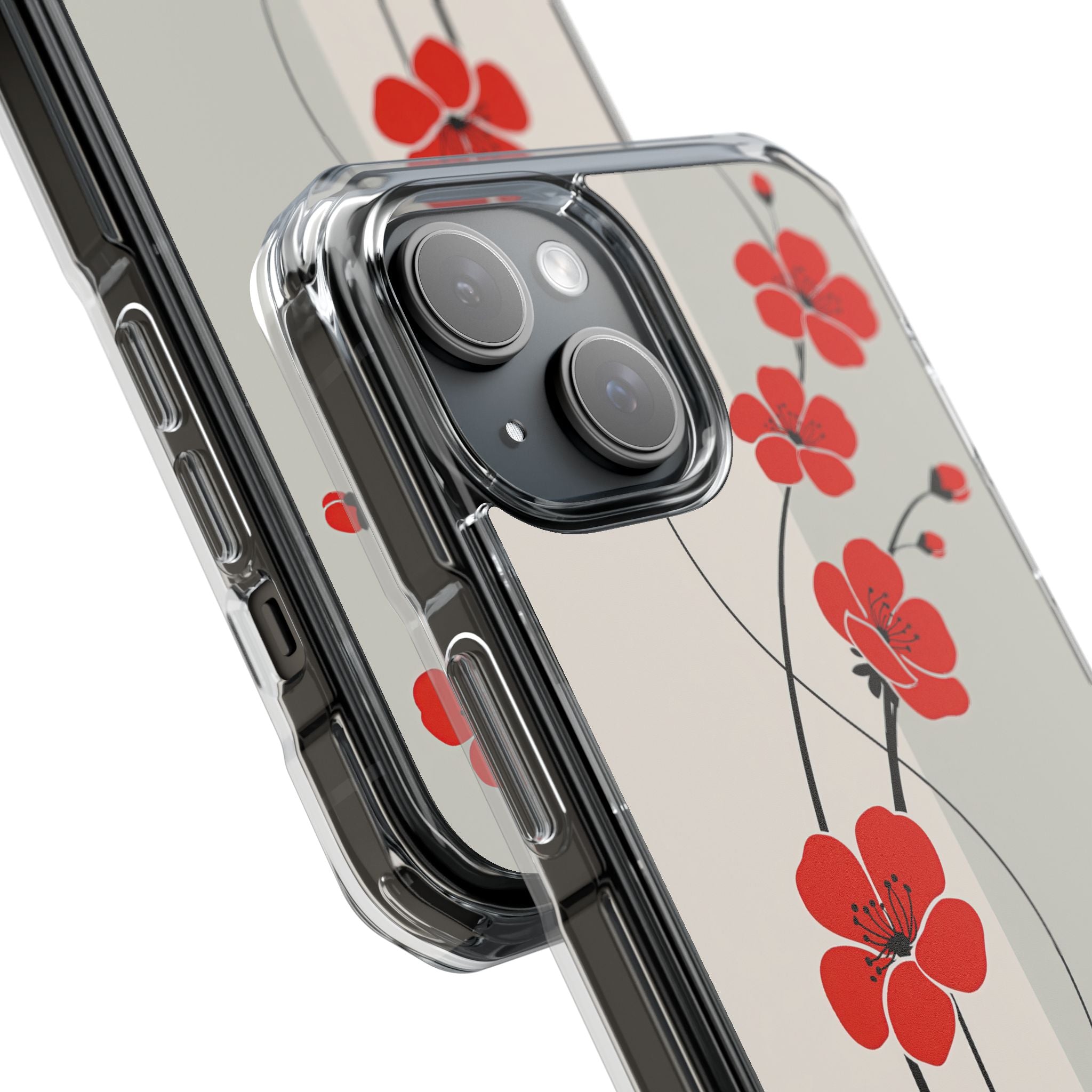 Beige Impact MagSafe Phone Case for iPhone - Scarlet Ink Petals