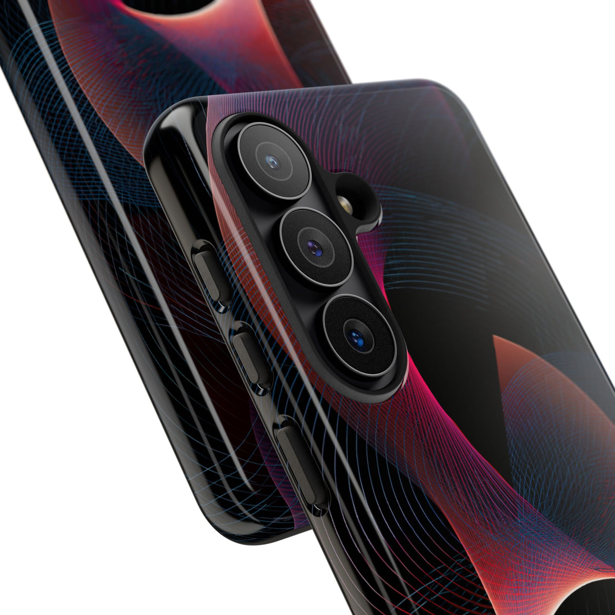 Black Tough Phone Case for Samsung - Cobalt Crimson Flux