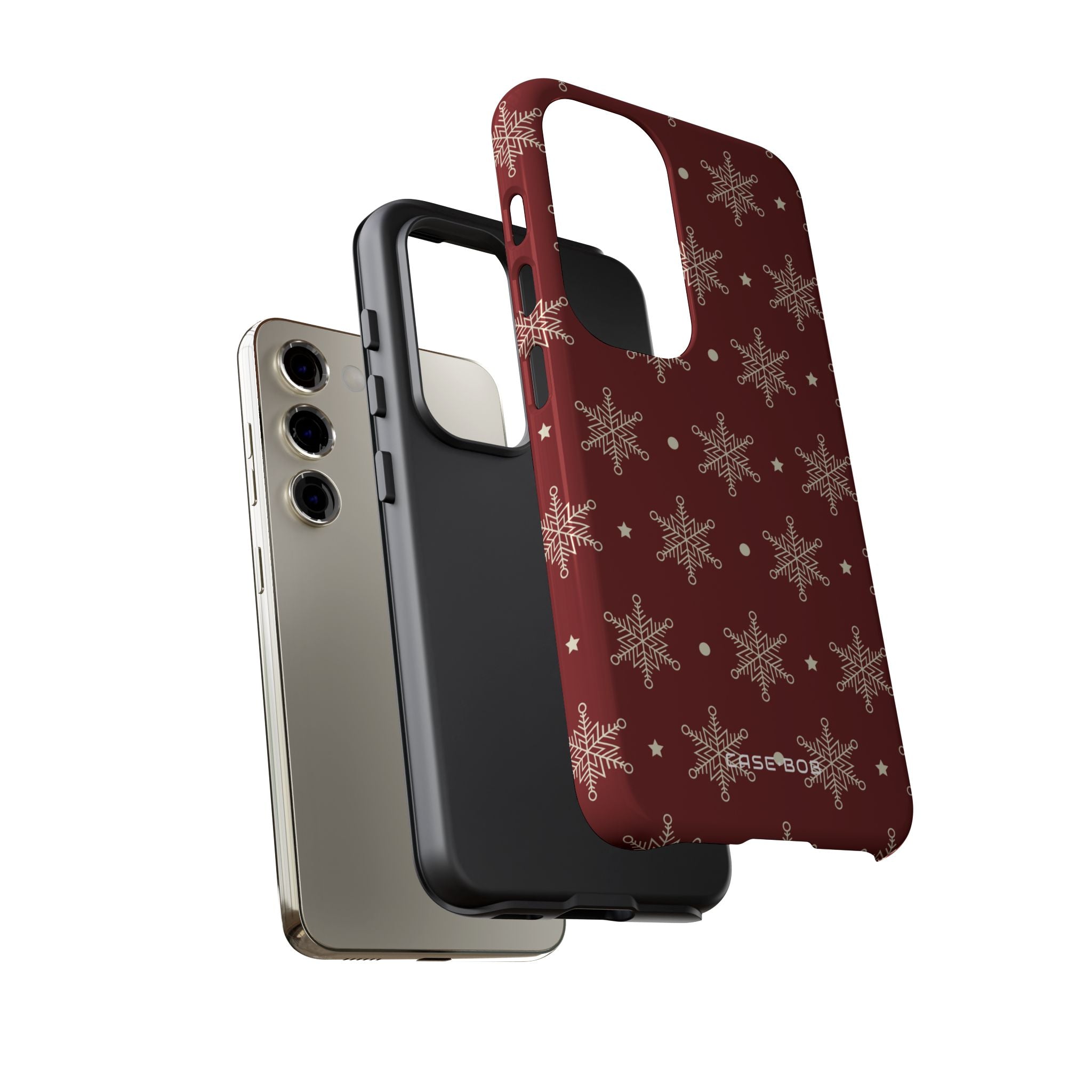 Cream Snowflake Crimson Samsung S23 Skal - Tough