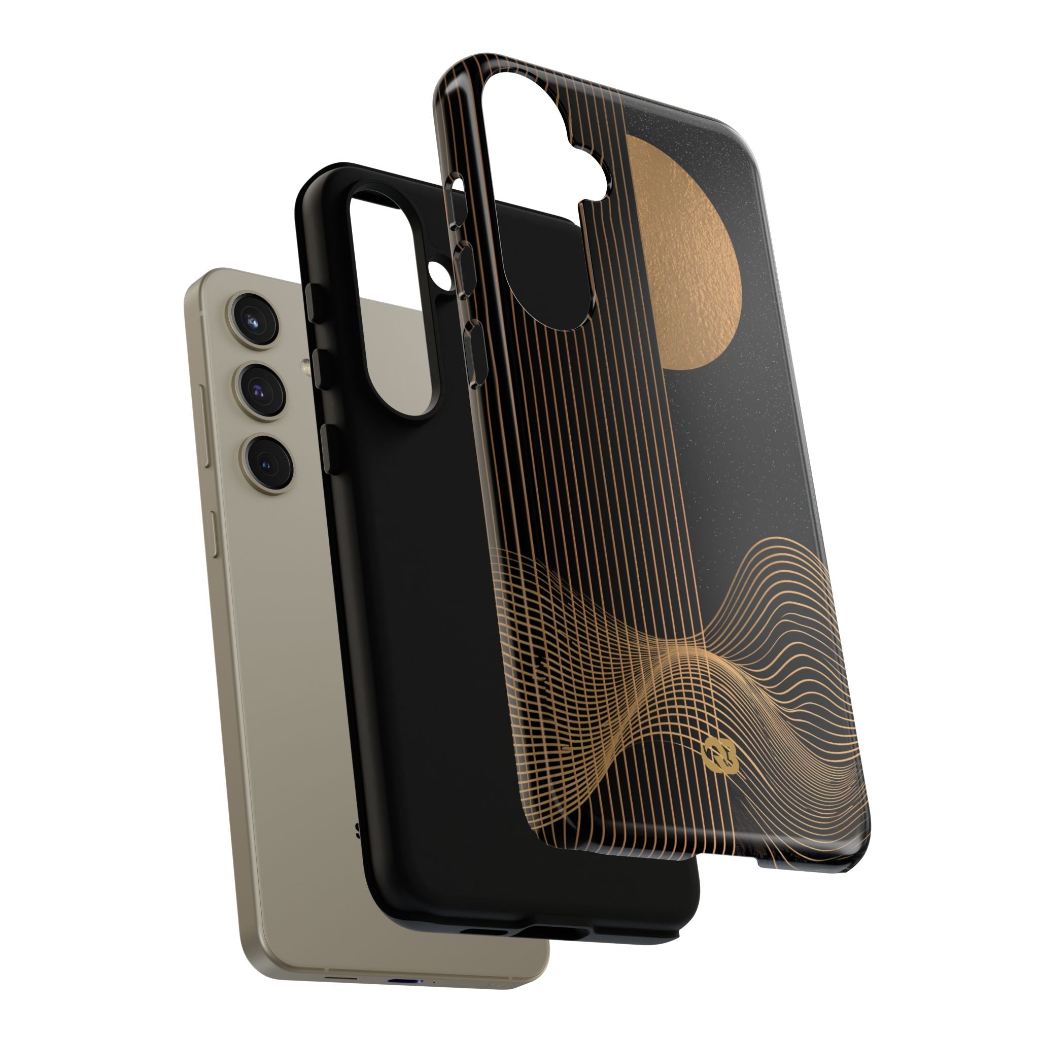 Gold Tough Phone Case for Samsung - Gilded Obsidian Dunes
