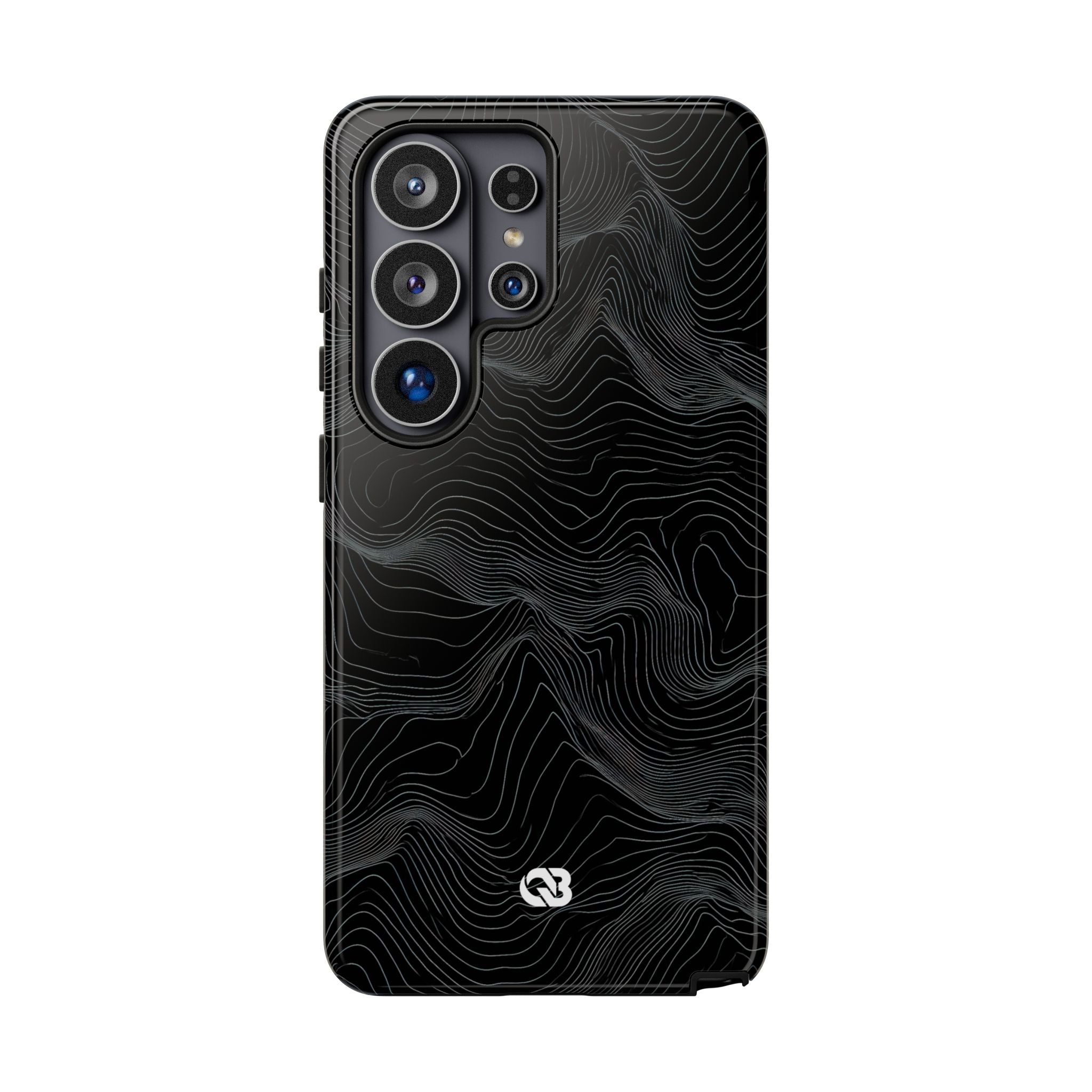 Black Tough Phone Case for Samsung - Obsidian Topo Wireframe