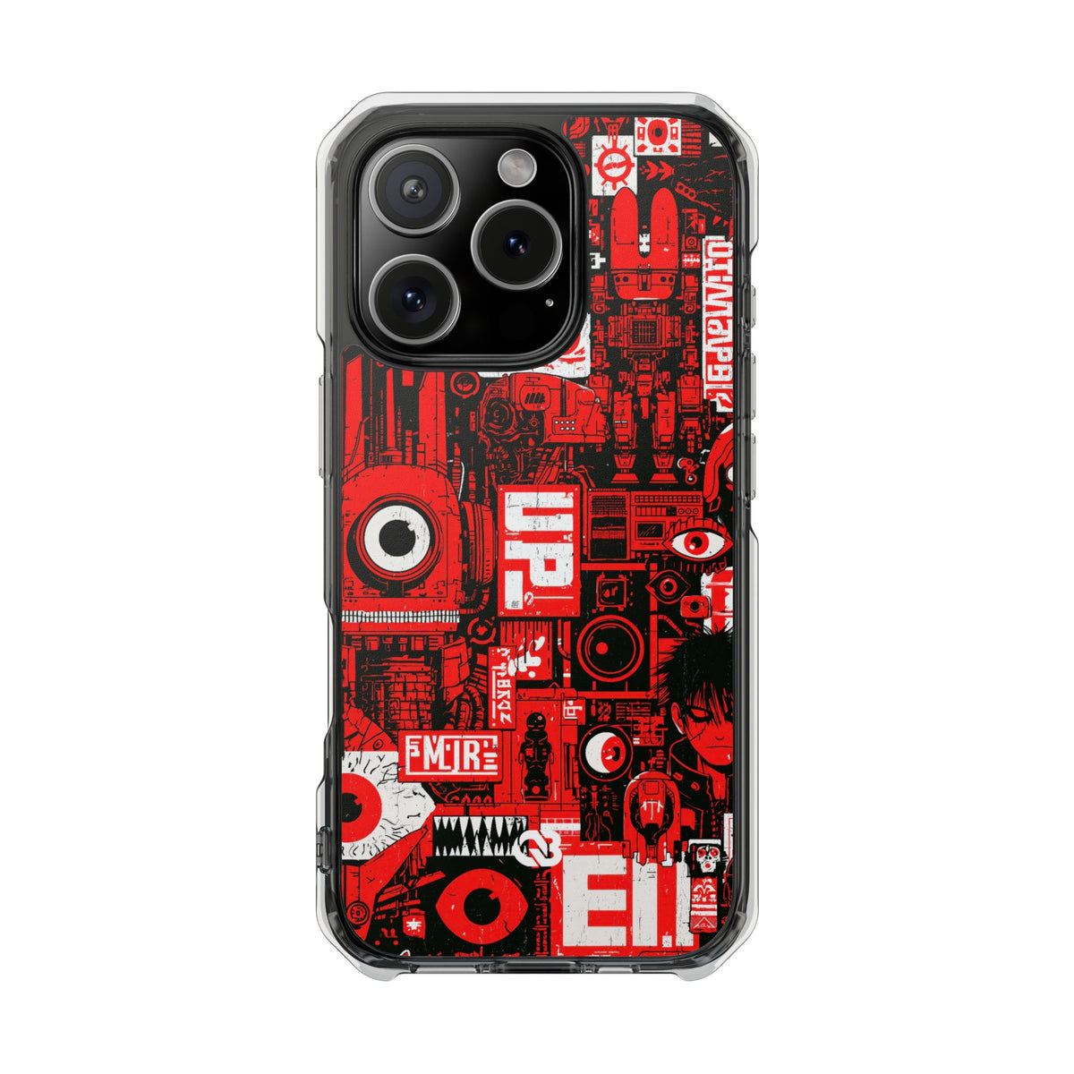 Neo Mecha Collage · Clear Impact Magnetic Phone Case for iPhone · Red