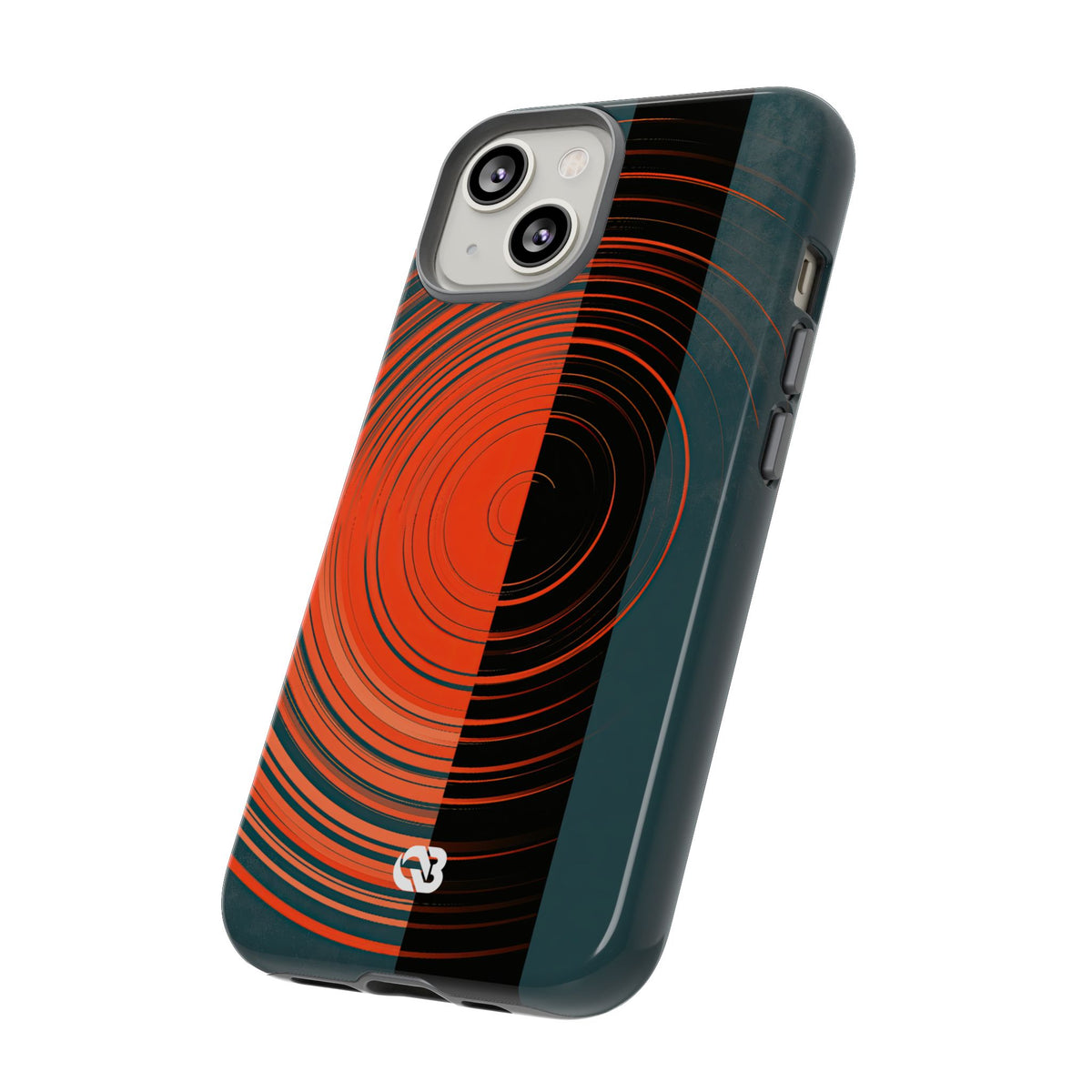 Teal Tough Phone Case for iPhone - Burnt Slate Radial