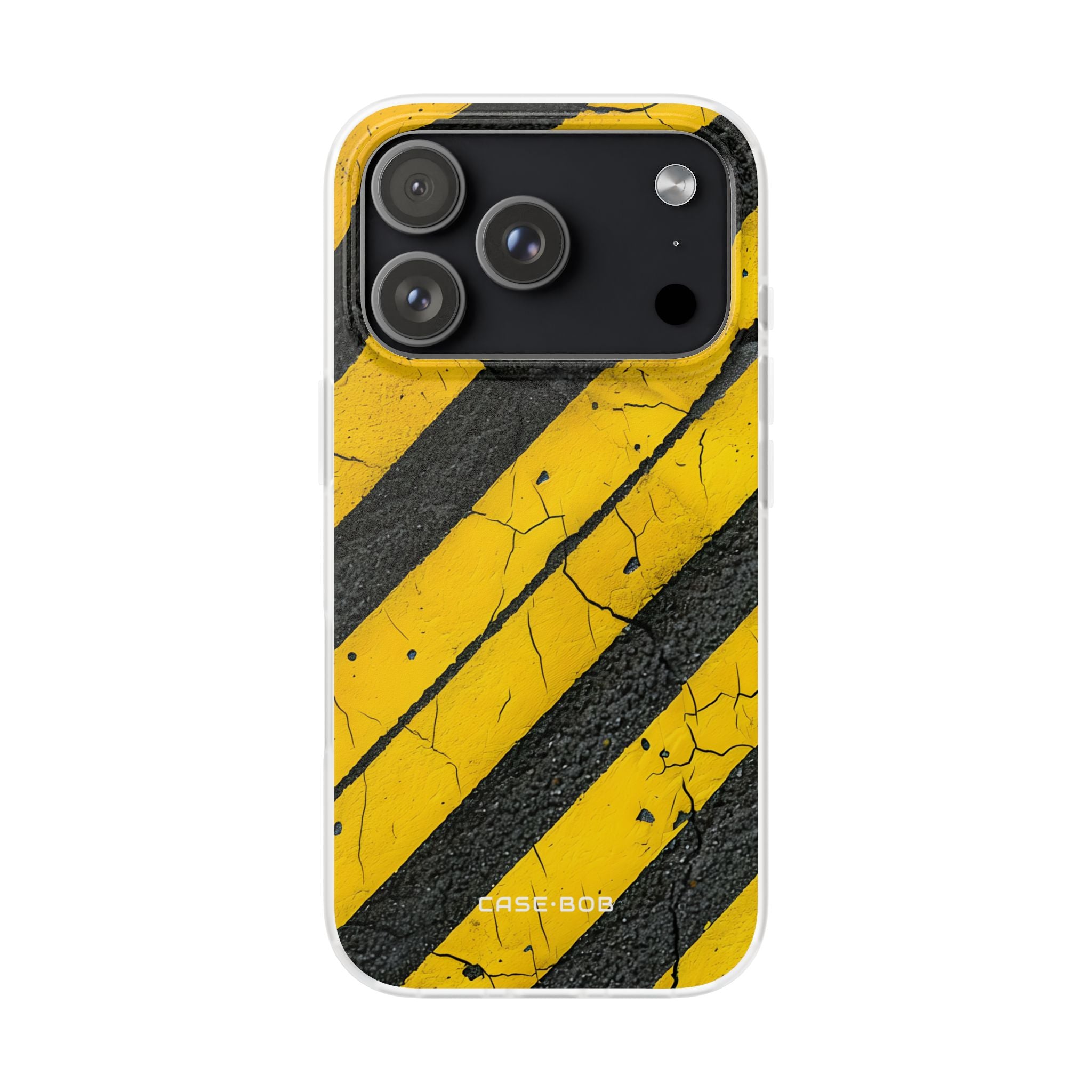 Yellow Stripe Distress iPhone 17 Pro Case - Soft - CASE•BOB