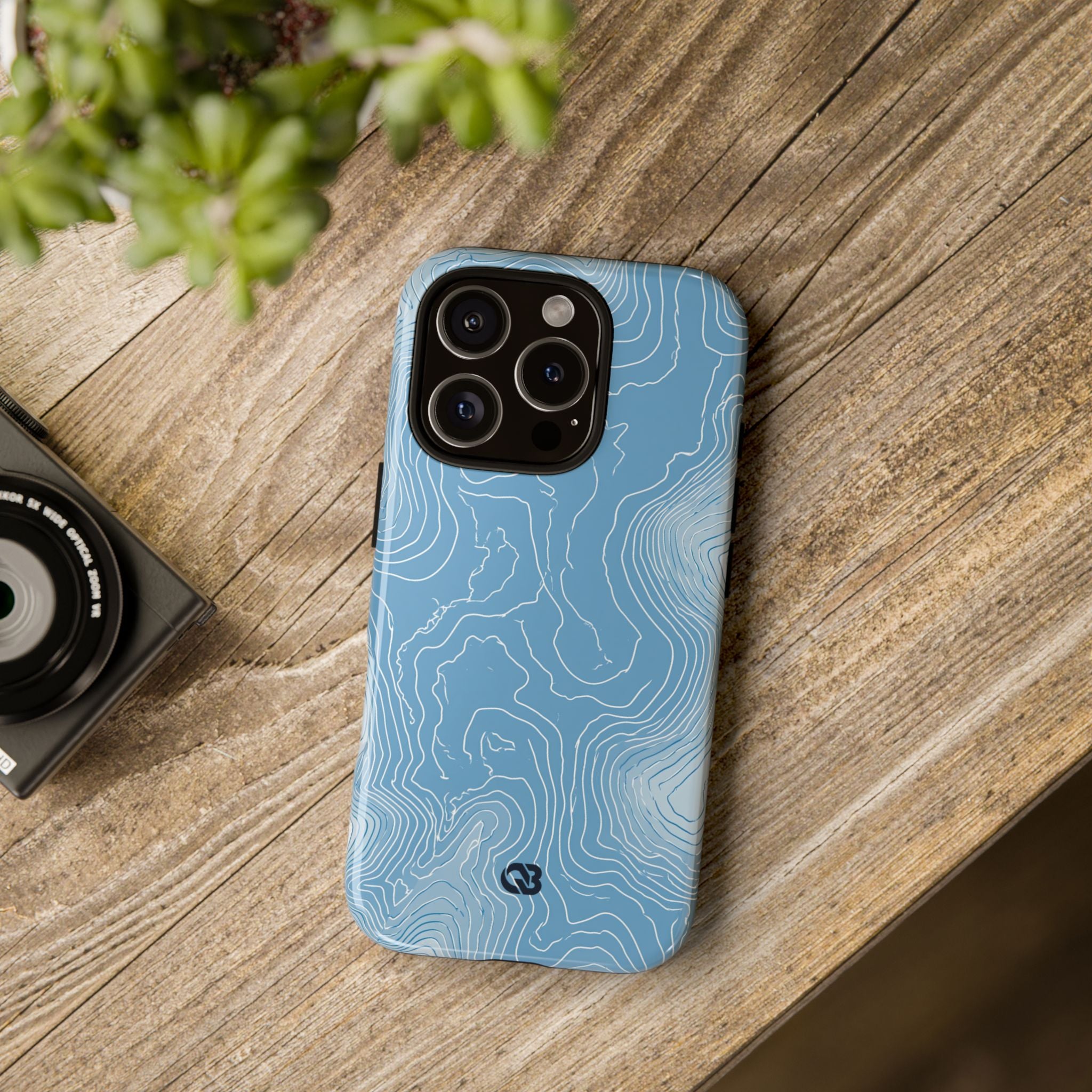 Blue Tough Phone Case for iPhone - Glacial Ridge Topo