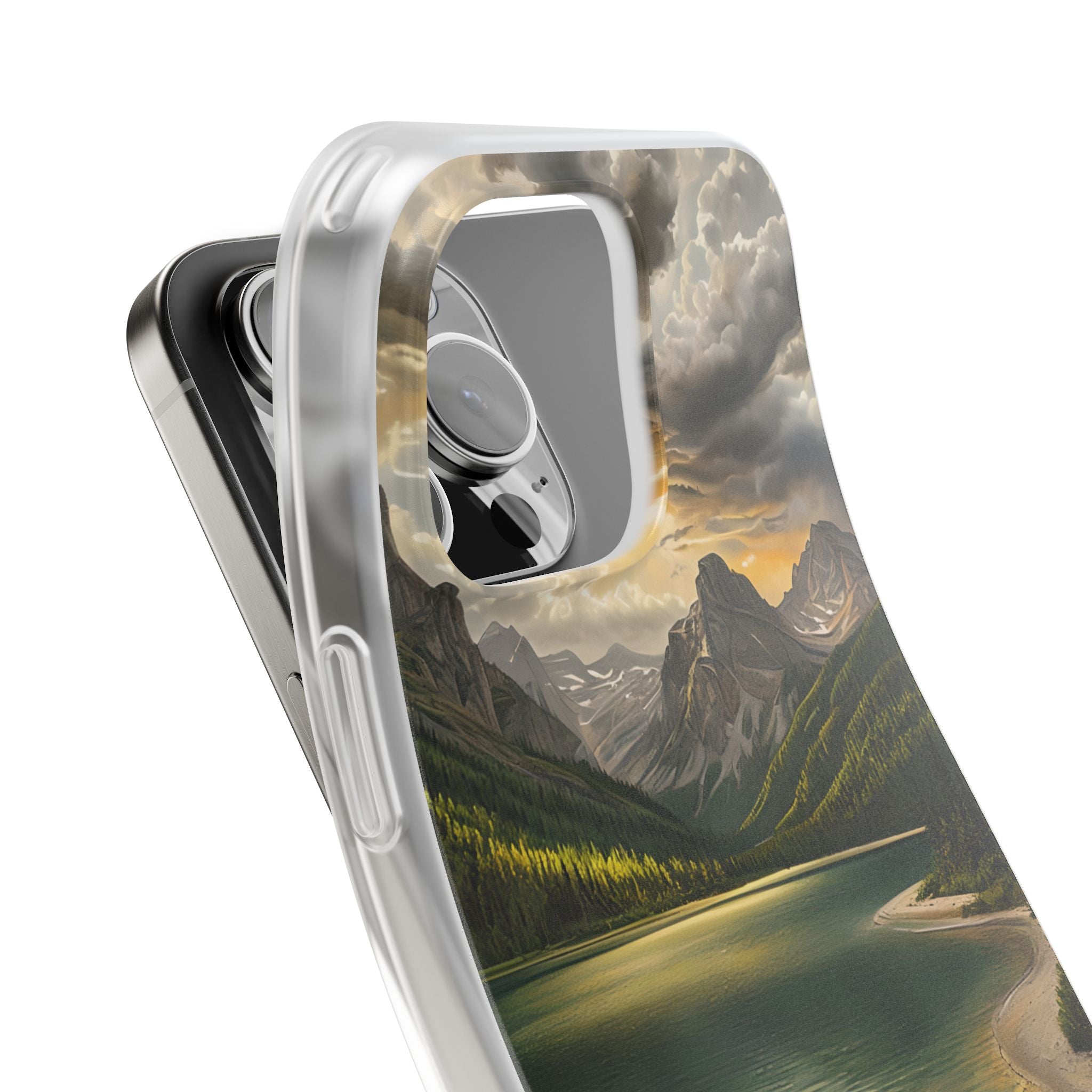 Gilded Mountain Lake · Soft Phone Case for iPhone