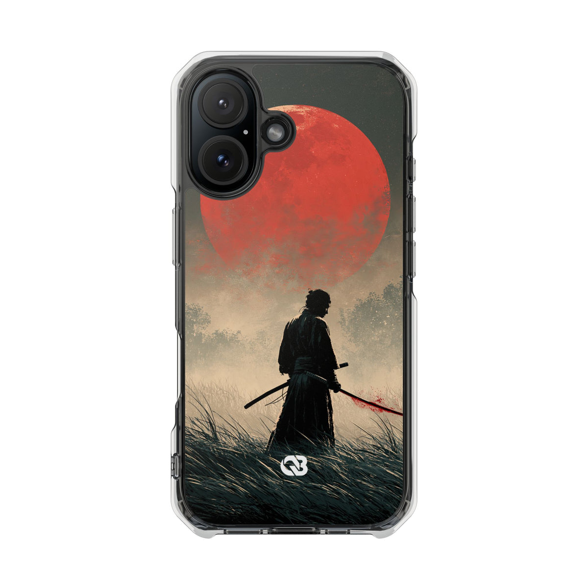 Crimson Moon Ronin · Clear Impact Magnetic Phone Case for iPhone · Red