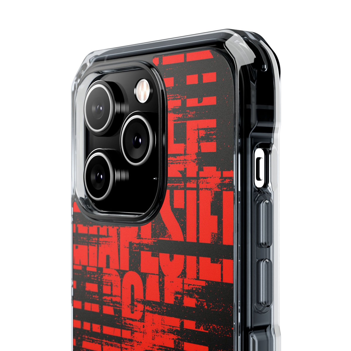 Crimson Redaction · Clear Impact Magnetic Phone Case for iPhone · Black