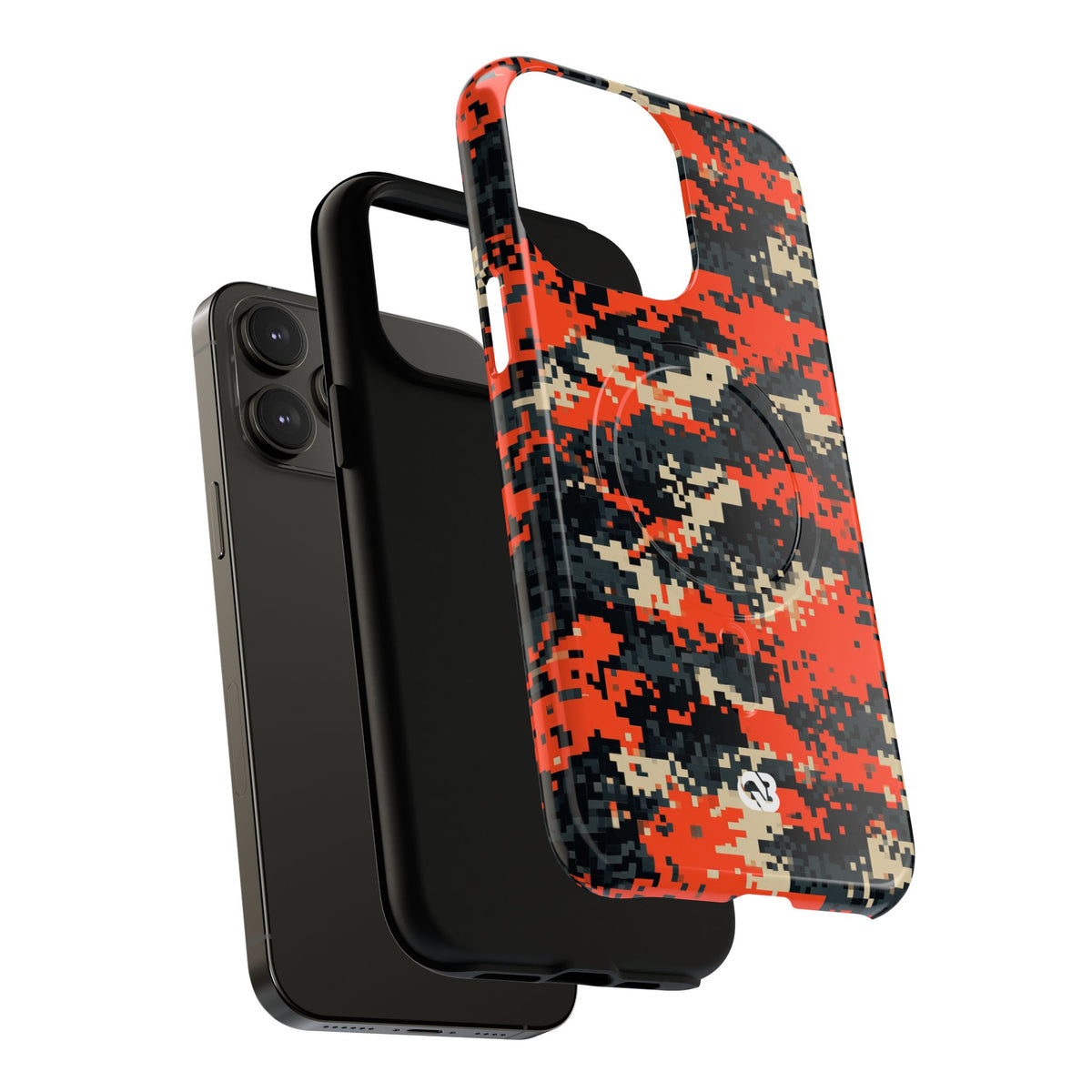 Signal Pixel Camo · Tough 2.0 Magnetic Phone Case for iPhone · Orange