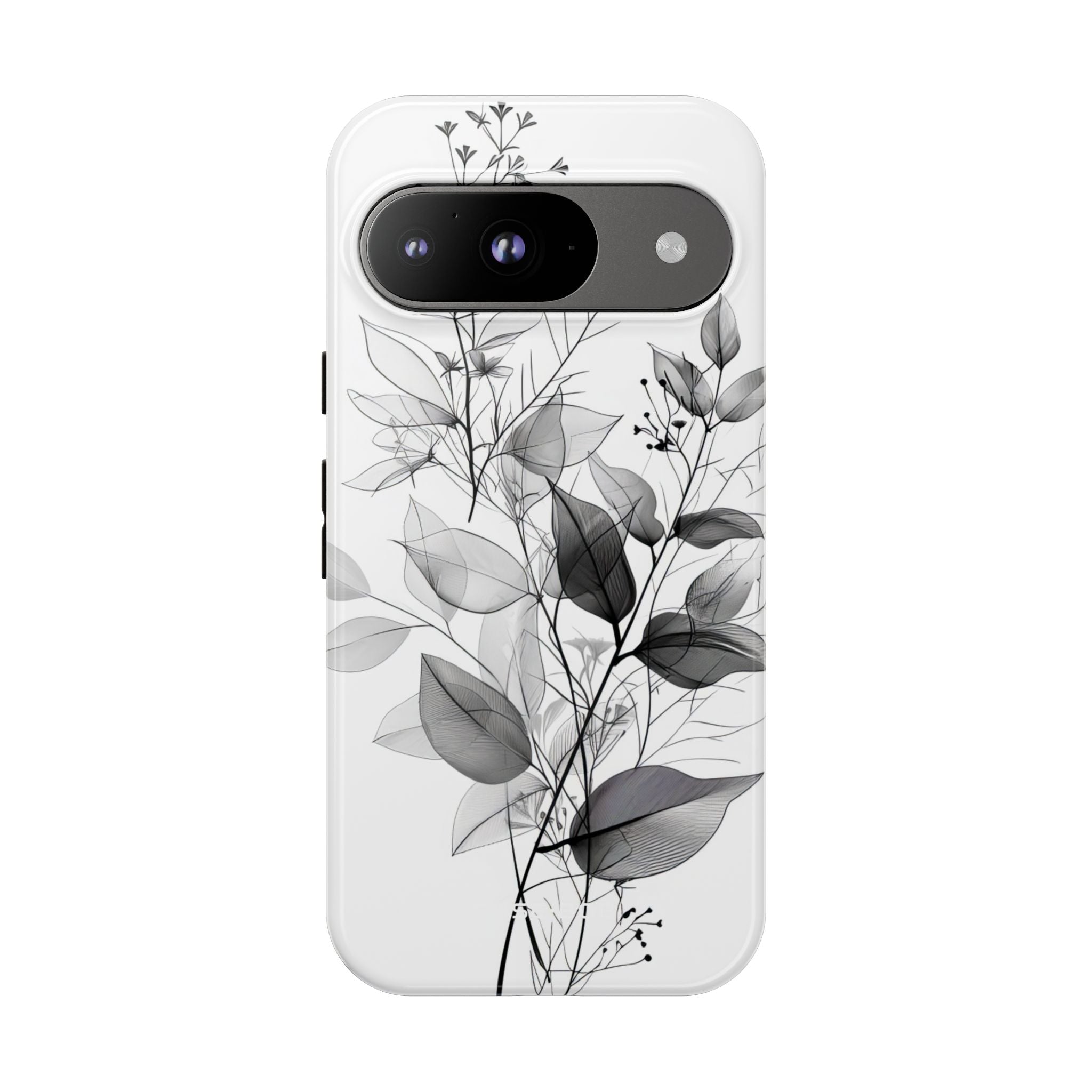 Veined Leaves Gray Google Pixel 9 Case - Tough