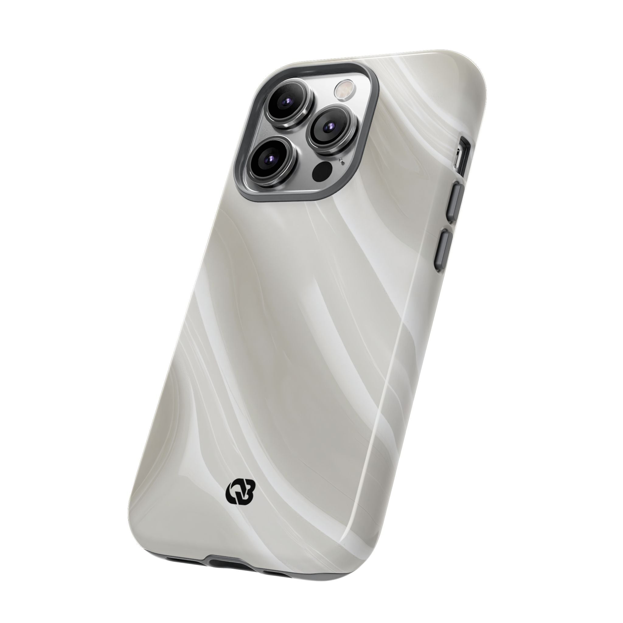 White Tough Phone Case for iPhone - Polished Ivory Wave