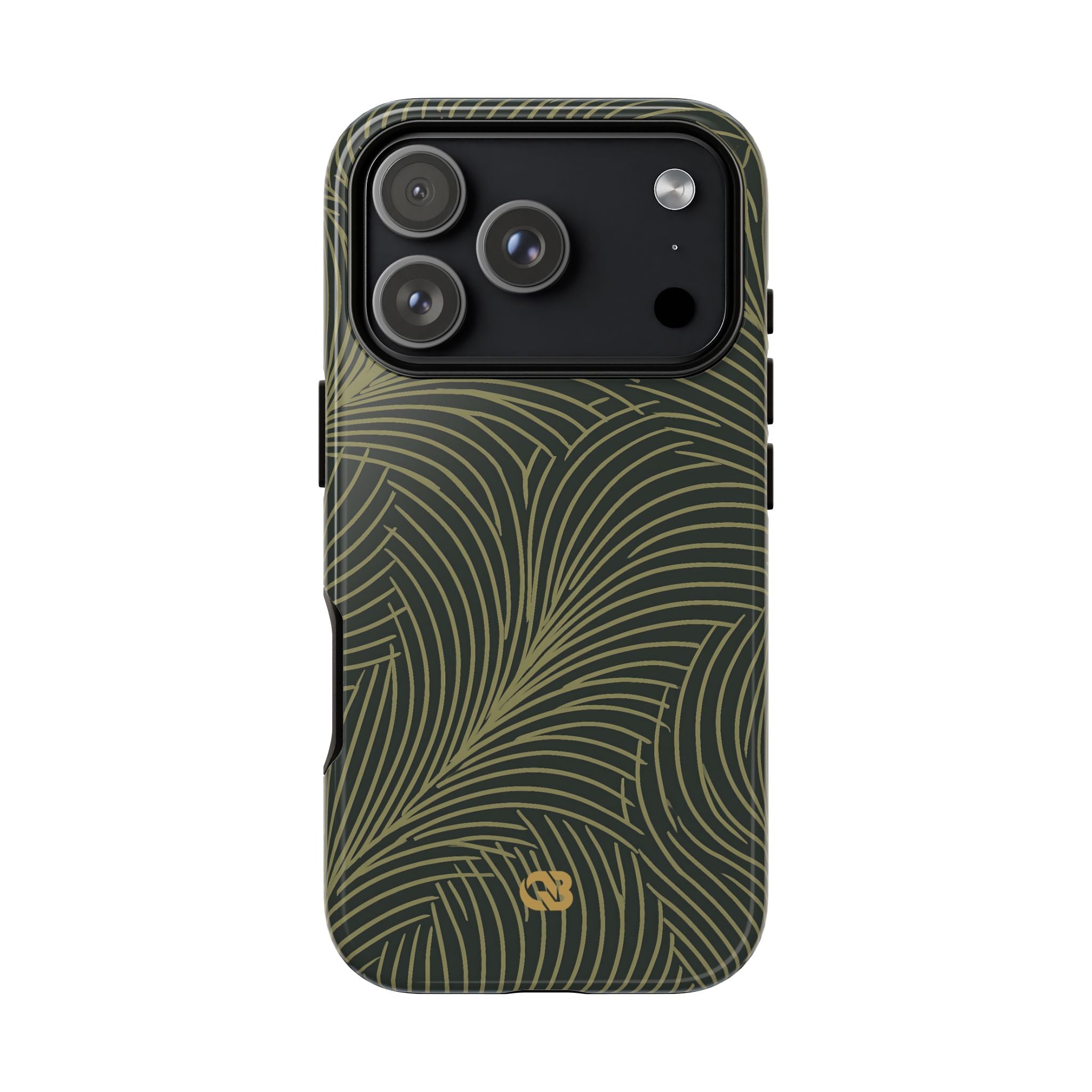 Green Tough Phone Case for iPhone - Dark Olive Plume