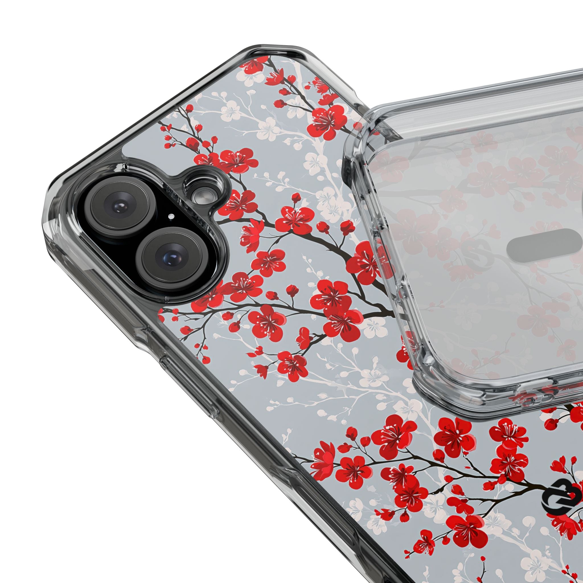 Grey Impact MagSafe Phone Case for iPhone - Crimson Sakura Slate
