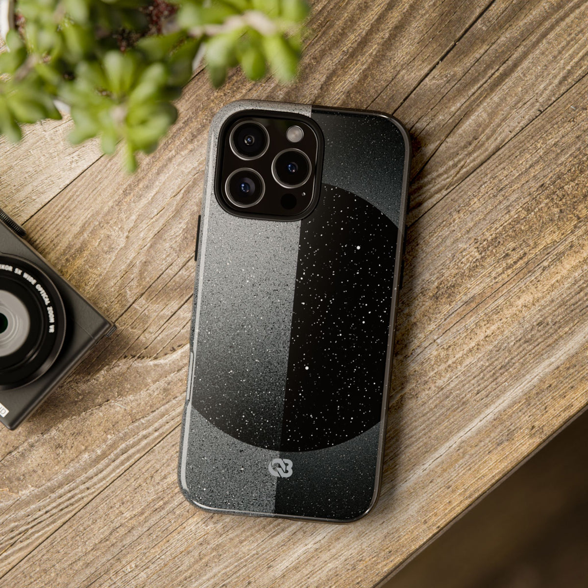 Black Tough Phone Case for iPhone - Lunar Static Orbit