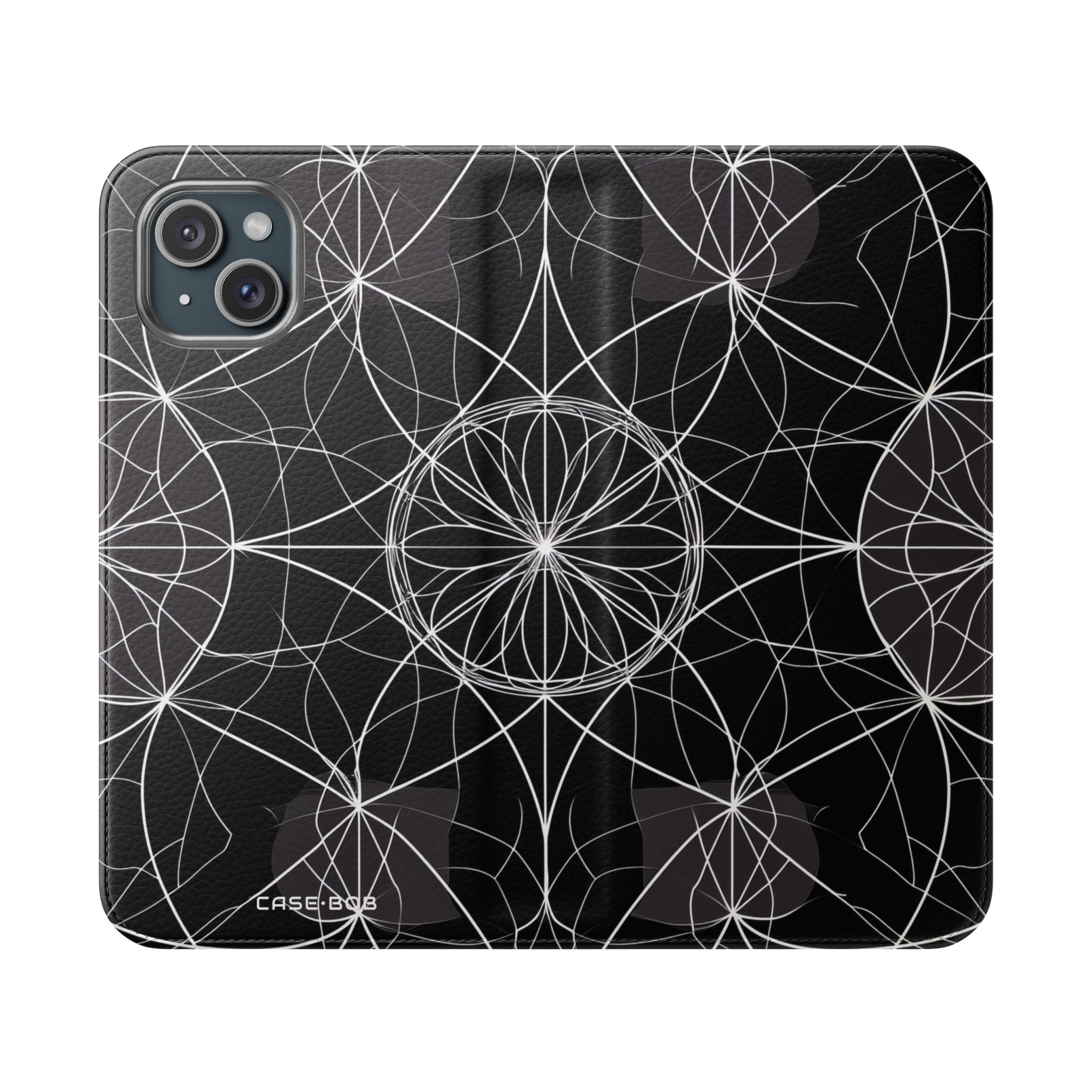 Witte Mandala Straling - iPhone 15 Plus Case - Portemonnee