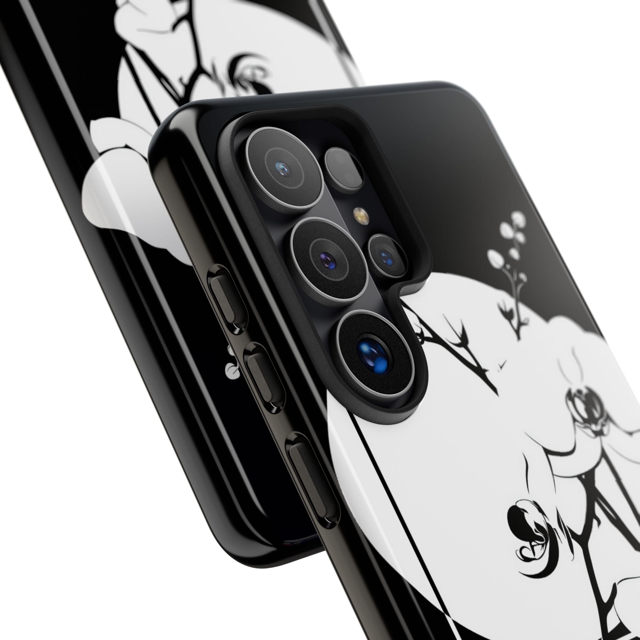 Black Tough Phone Case for Samsung - Lunar Orchid Grid
