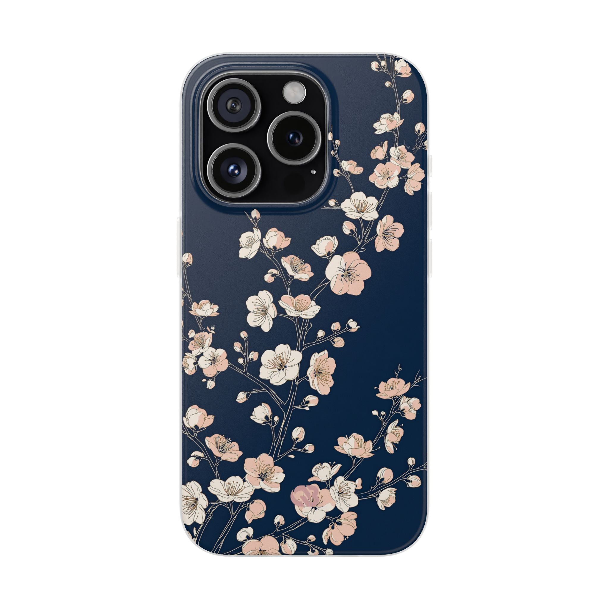 Blue Lite Phone Case for iPhone - Midnight Peach Sakura