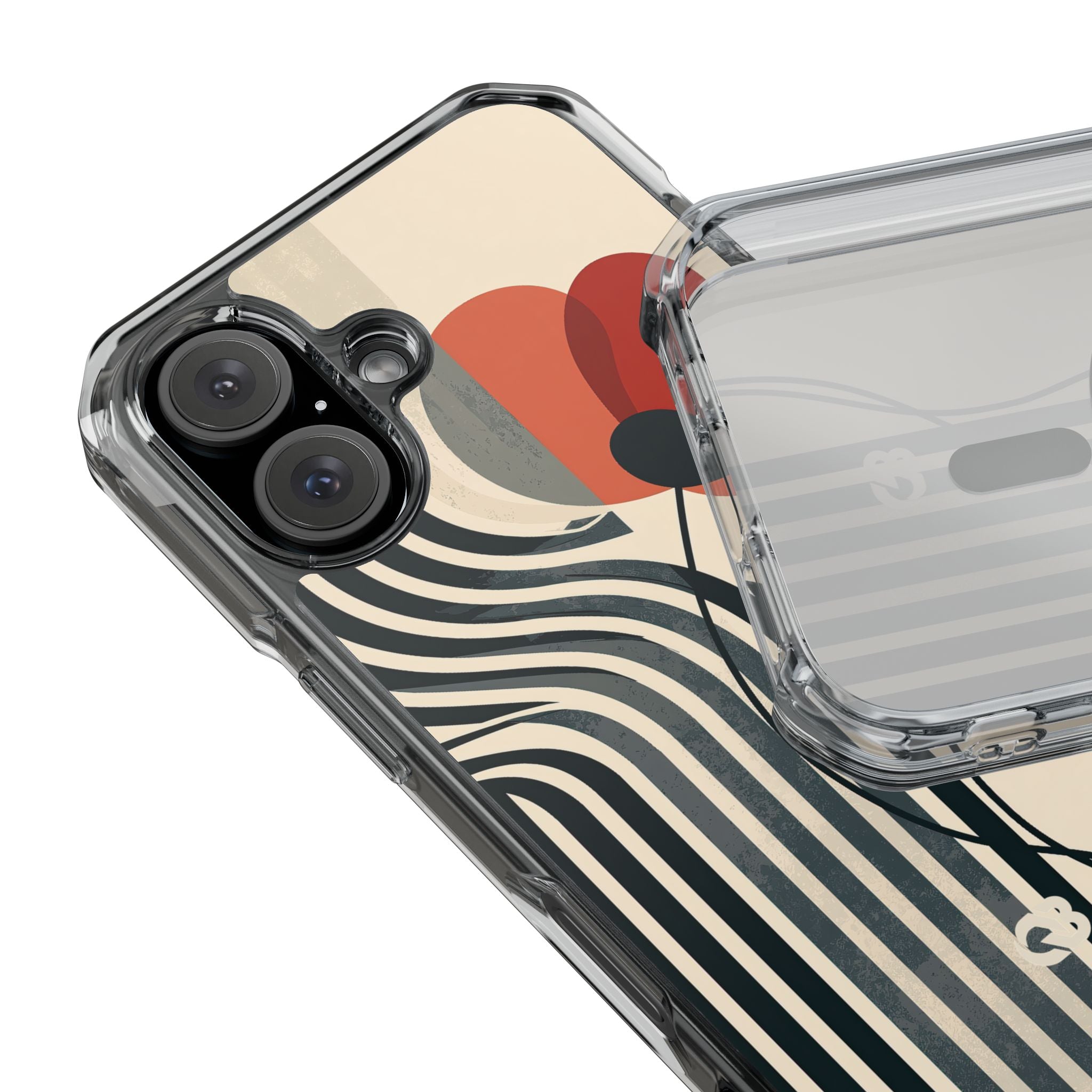 Beige Impact MagSafe Phone Case for iPhone - Crimson Line Bloom