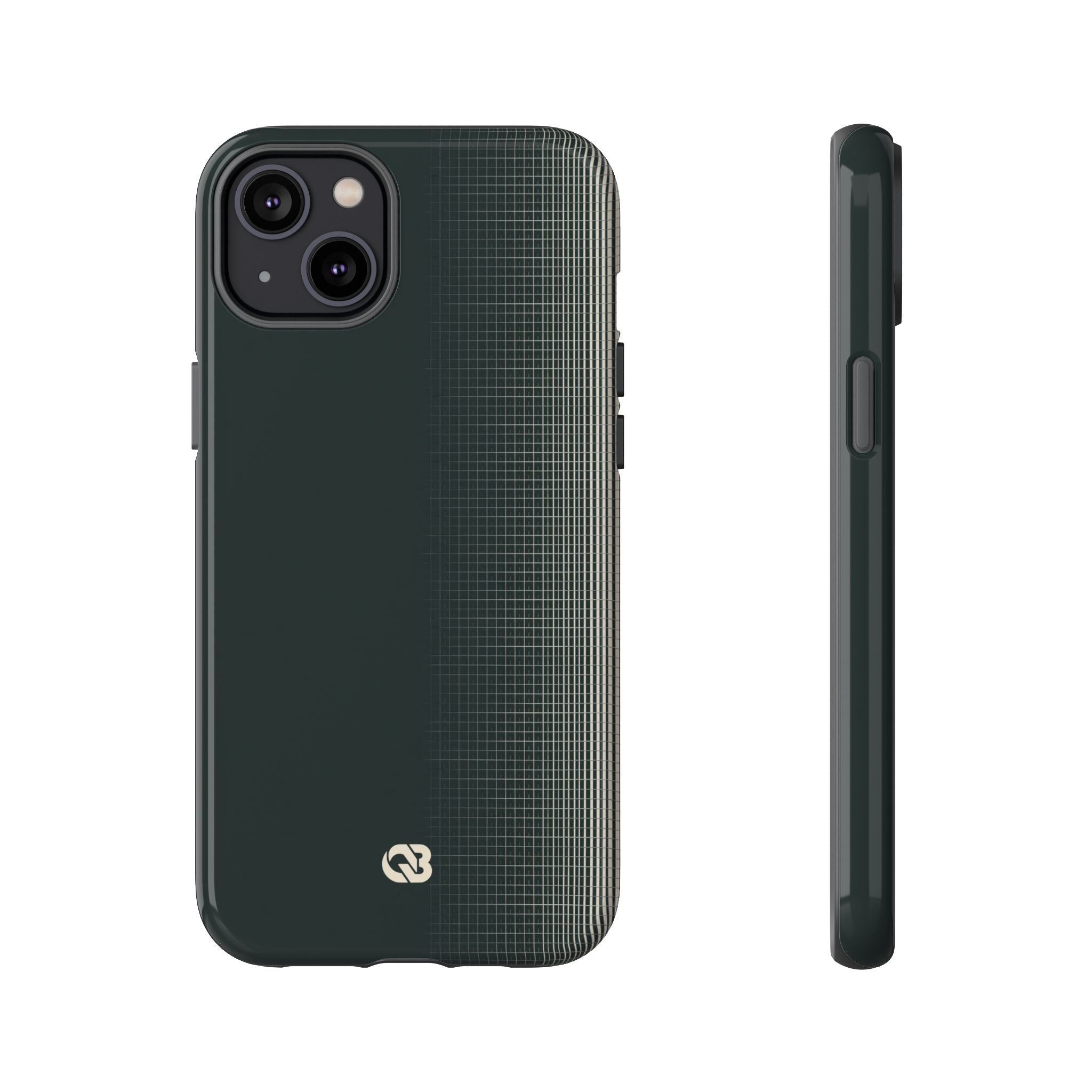 Grey Tough Phone Case for iPhone - Charcoal Tech Grid